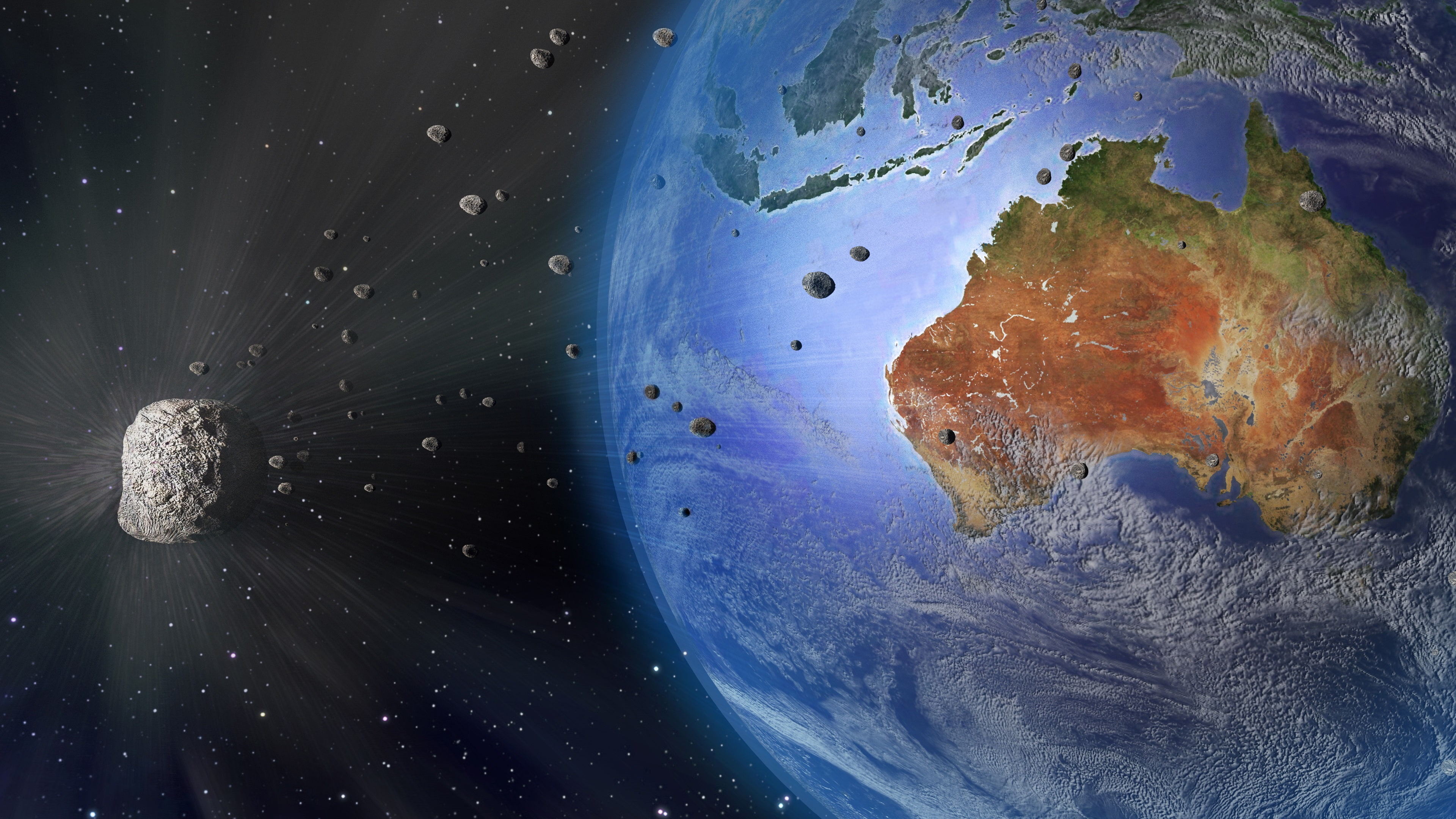 4K, outer, Earth, Australia, Space, Meteorite, illustration, HD Wallpaper