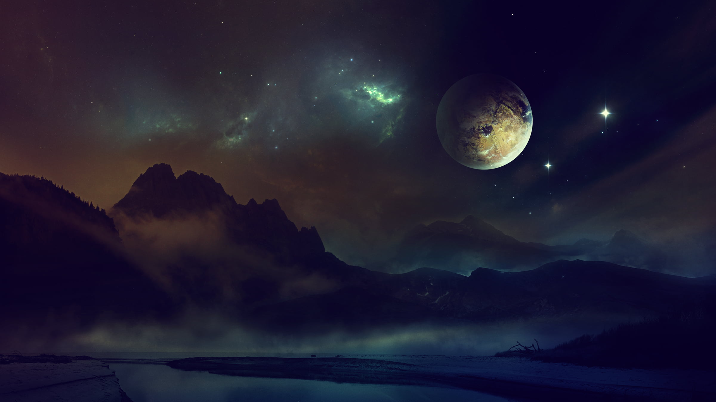 light, alien, nebula, milky Way, space and astronomy, glowing, meteorite, blue, moonlight, space Exploration, constellation, outdoors, star Shape, tranquility, HD Wallpaper