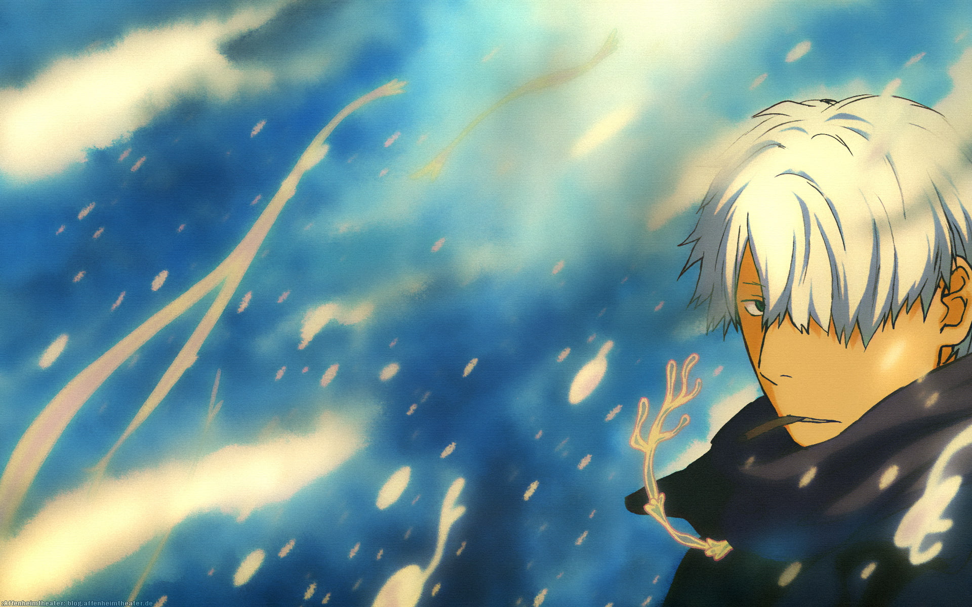 windy, mushishi, ginko, boys, 1080P, cigarettes, hair, anime, white, HD Wallpaper