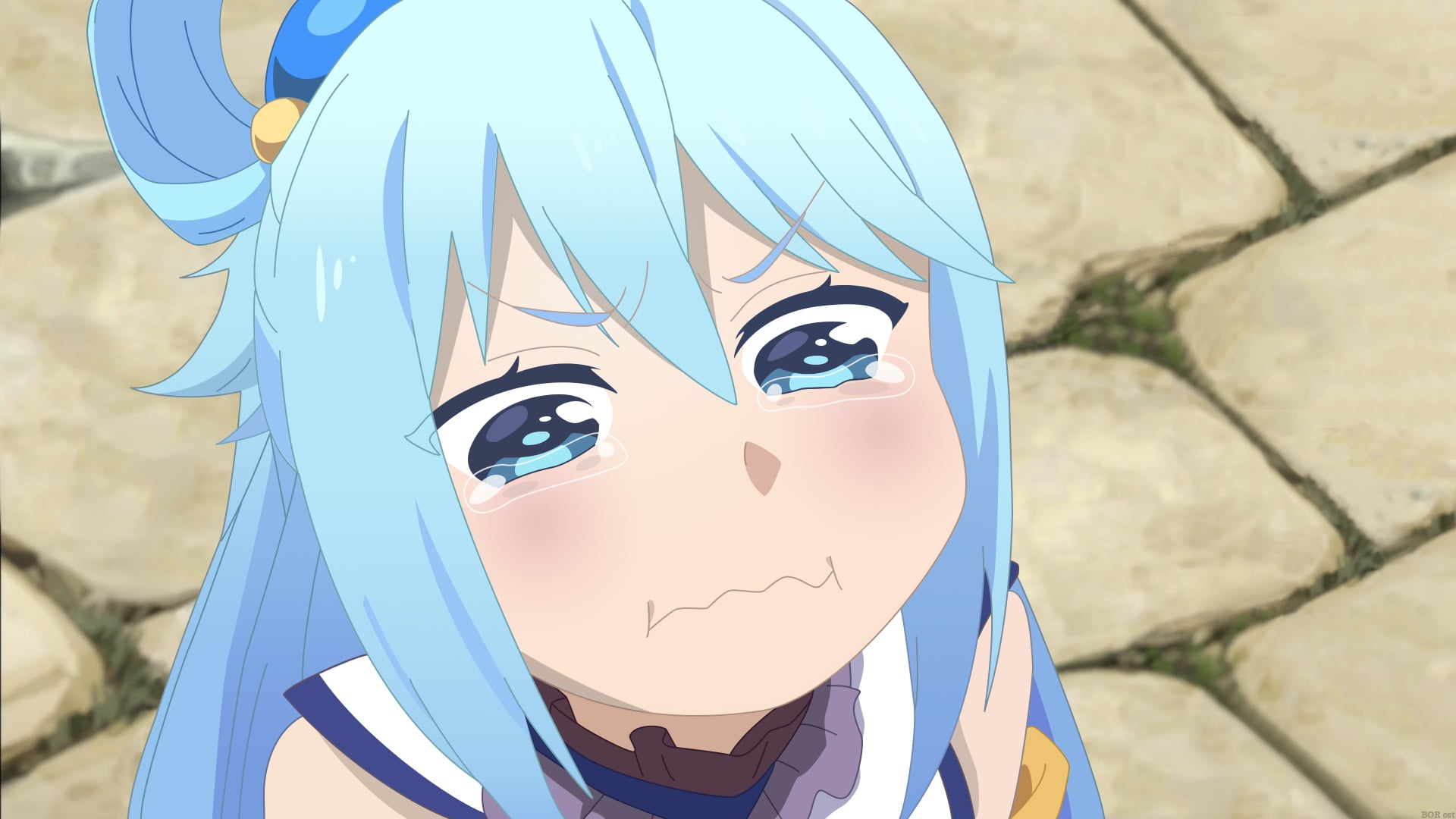 BOR ost, vector, To konosub, 1080P, Aqua, look, tears, art, Kono Subarashii Sekai Is Shukufuku Wo!, a shame, HD Wallpaper