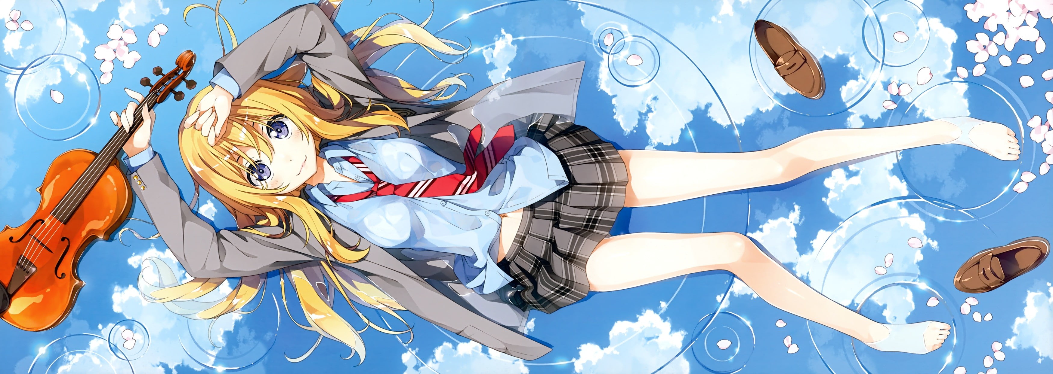 shigatsu, kimi, wa, anime, uniform, girls, miyazono, miyazono kaori, school, 2K, uso, shigatsu wa kimi no uso, anime girls, kaori, school uniform, 3500x, HD Wallpaper