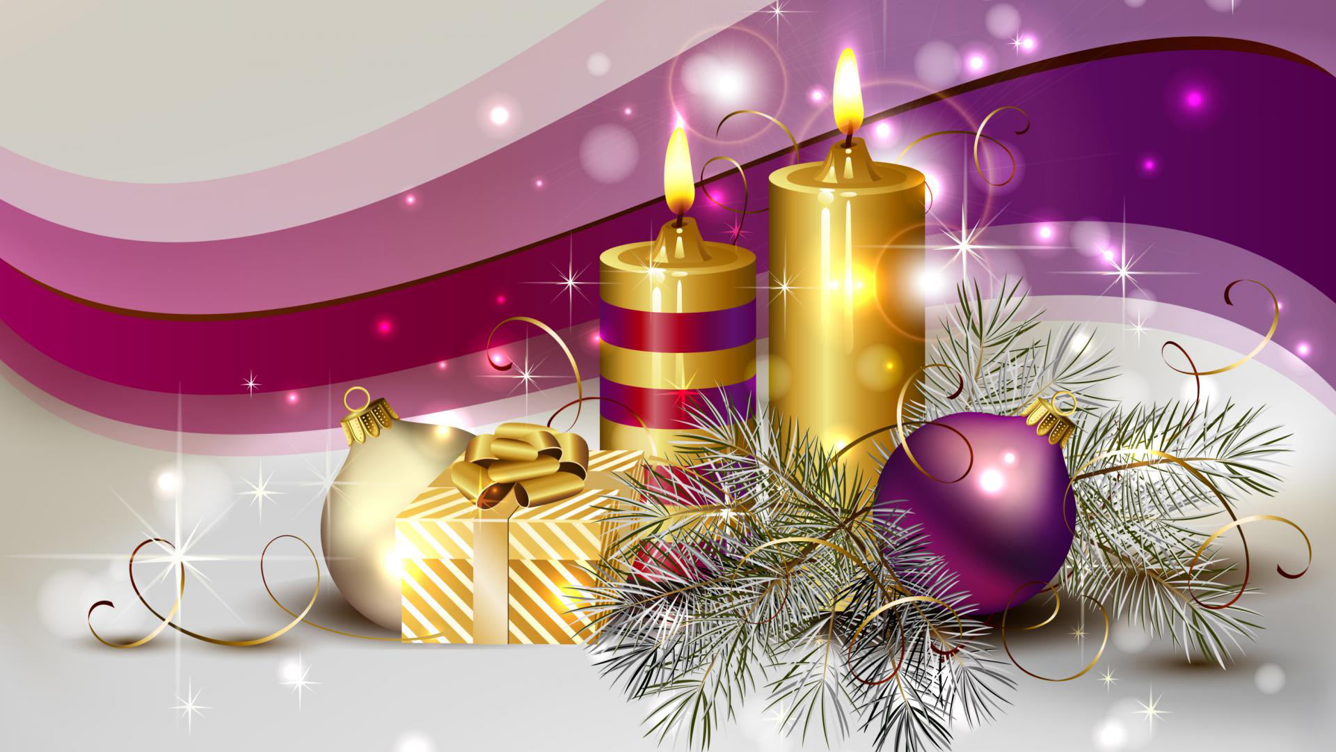 art, twinkle, party - social event, burning, christmas decoration, card, winter, purple, stars, snow, illuminated, 1080P, seasonal, christmas, color, tree, HD Wallpaper