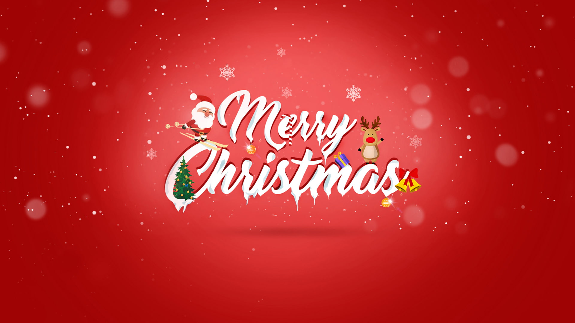 red background, santa, festive, christmas, red, background, tree, 1080P, christmas tree, snowflake, happy, HD Wallpaper