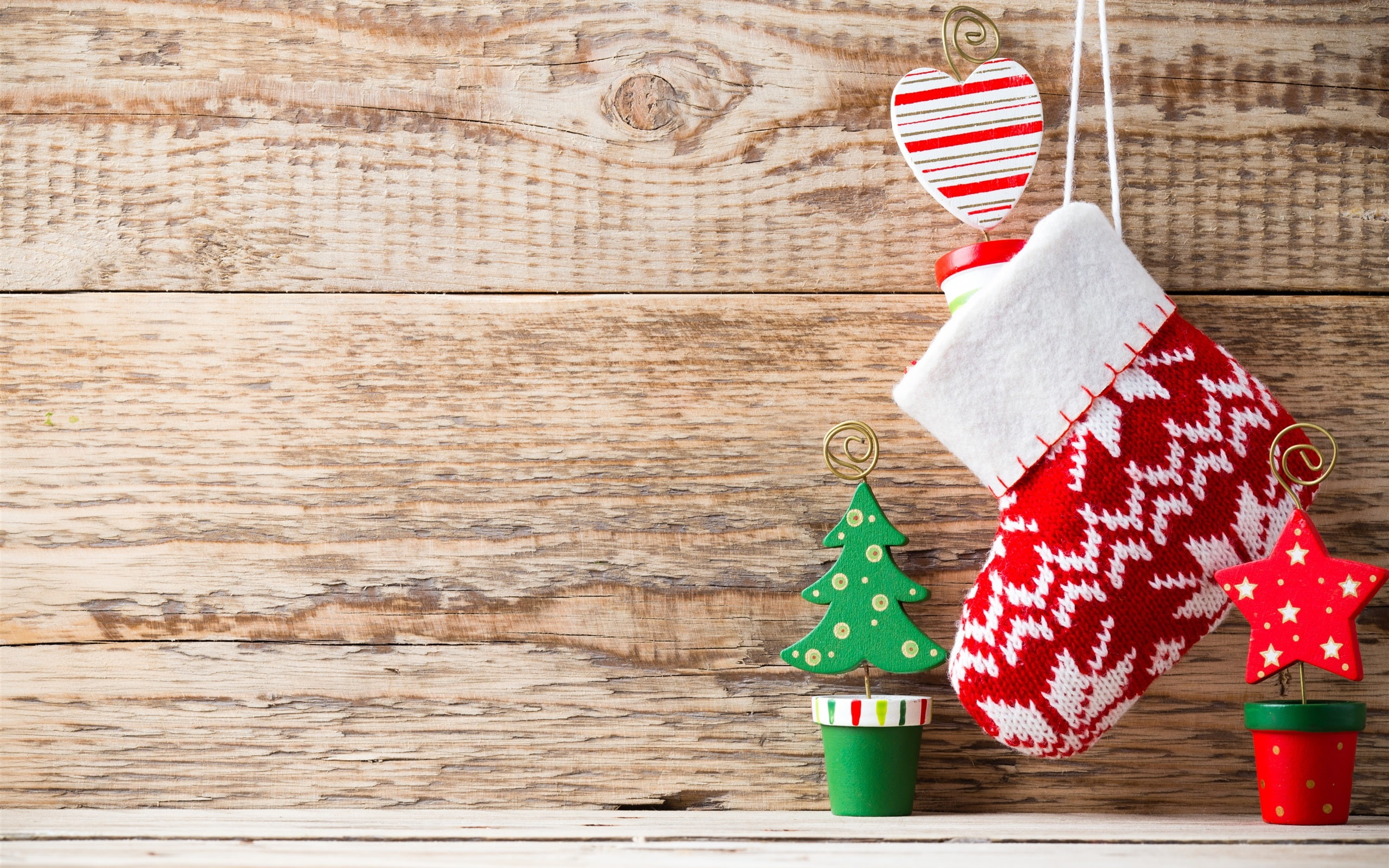 Wood, Decoration, Year, New, Merry, Christmas, 2K, Sork, HD Wallpaper
