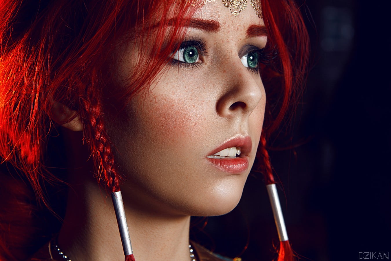 fashion, redhead, make-up, body part, one person, cosplay, looking at camera, young adult, contemplation, 720P, The Witcher, portrait, women, Disharmonica, HD Wallpaper