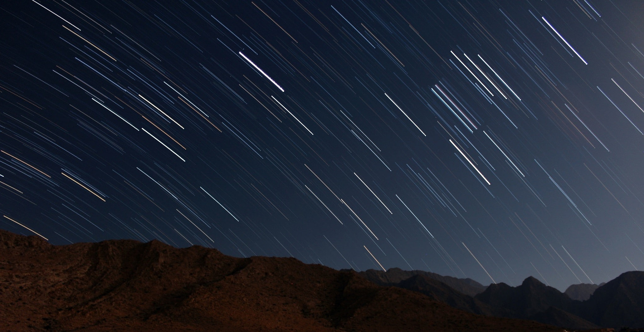 stars, 1080P, shooting stars, landscape, night, shooting, mountain, HD Wallpaper