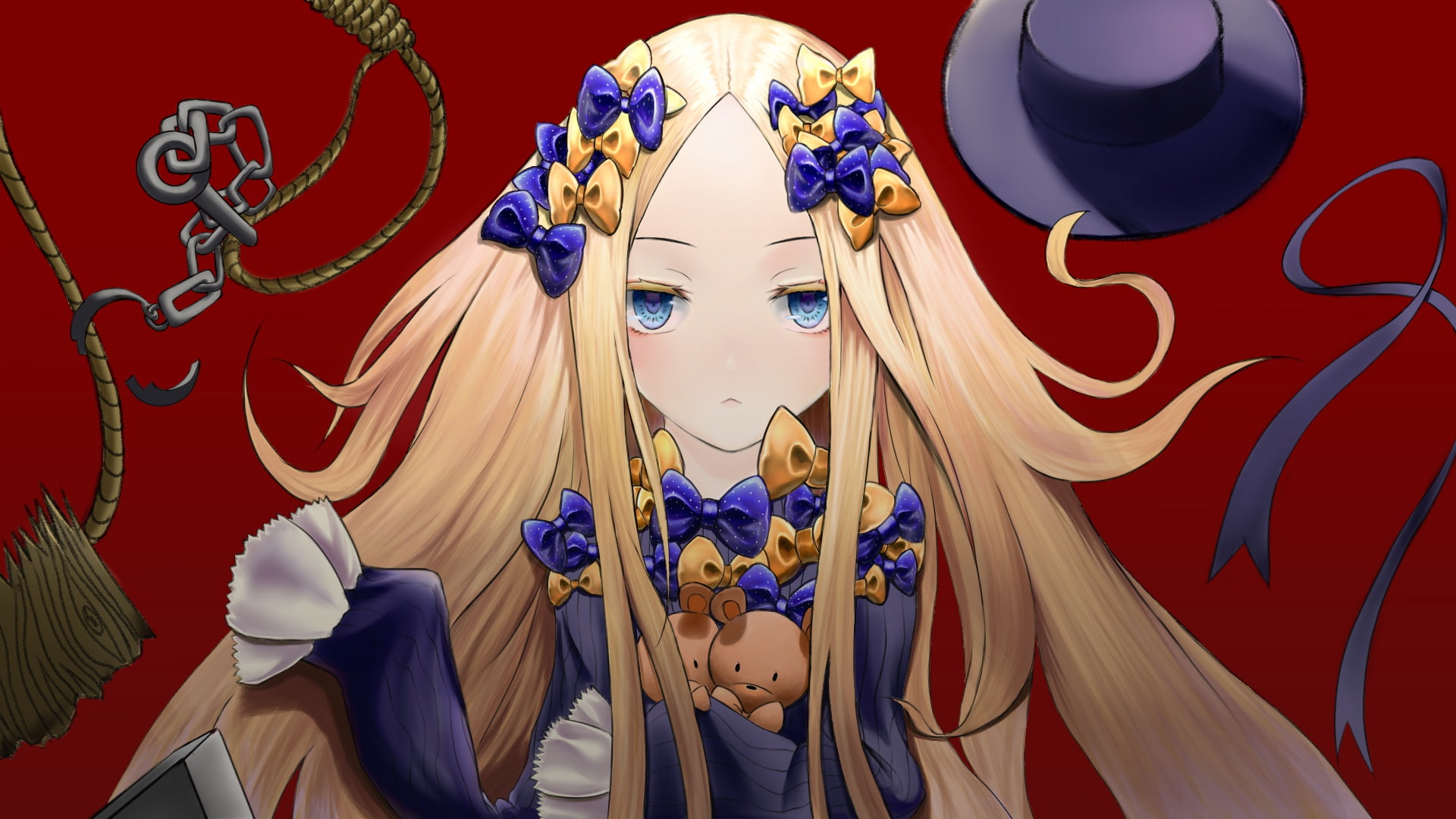 Fate Grand Order, art, Foreigner, anime, 1080P, hat, Abigail Williams, girl, The destiny of a great campaign, tape, HD Wallpaper