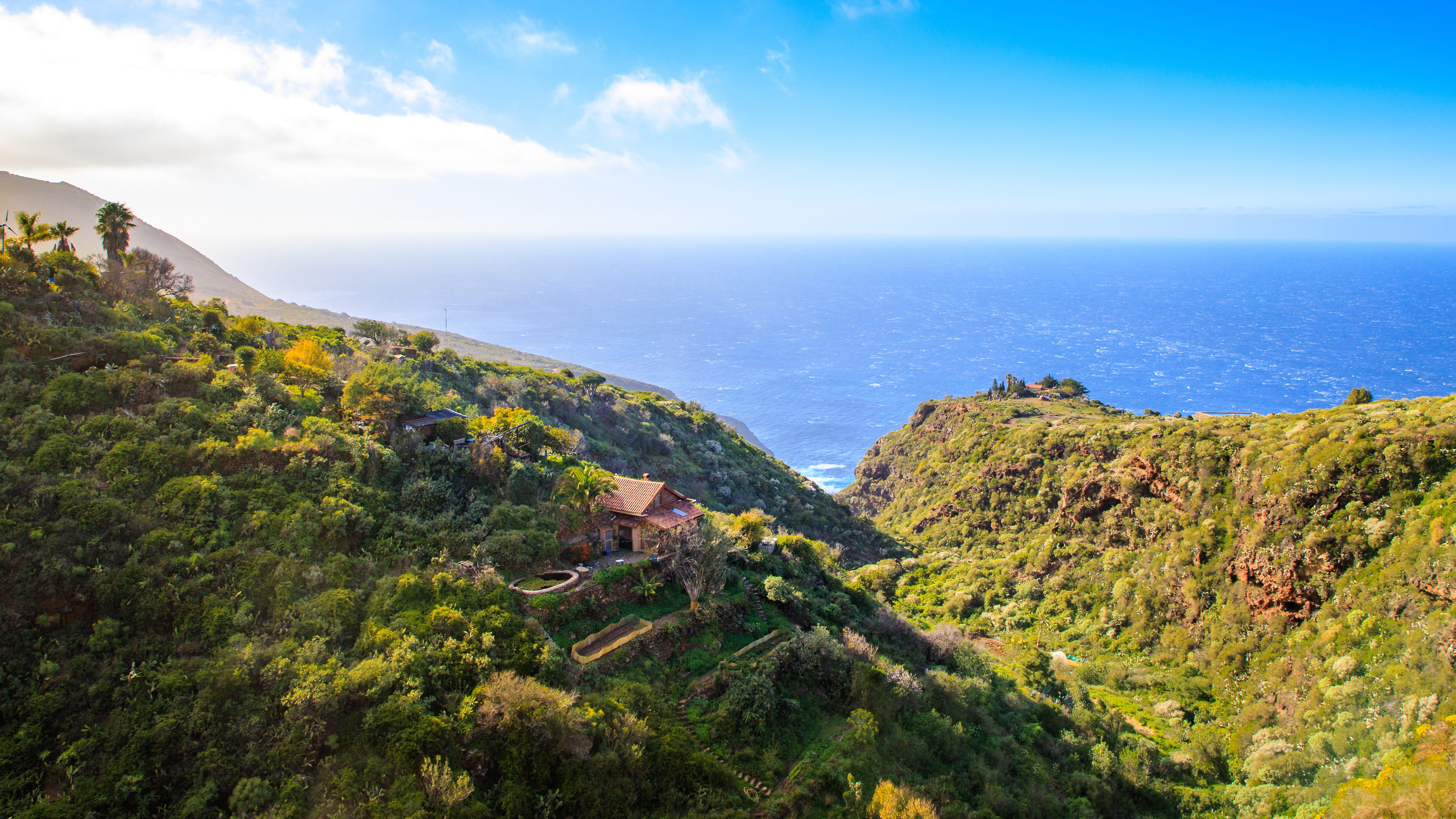 outdoors, sky, land, lonely, non-urban scene, mountain, nature, tranquility, day, la palma, environment, tranquil scene, coast, sea, water, tree, no people, HD Wallpaper