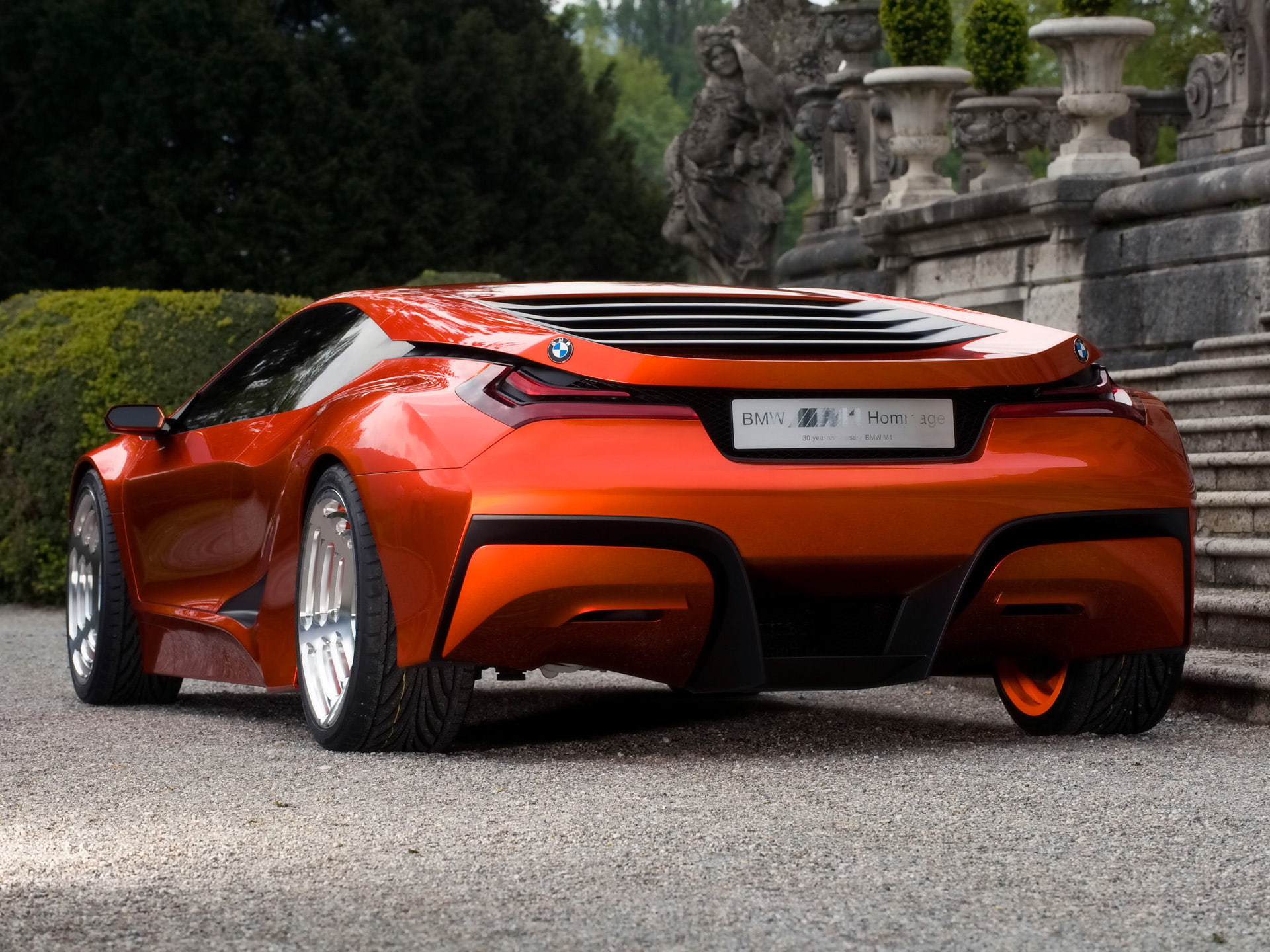 homage, cars, orange, 1080P, bmw, m, rear, concept, HD Wallpaper