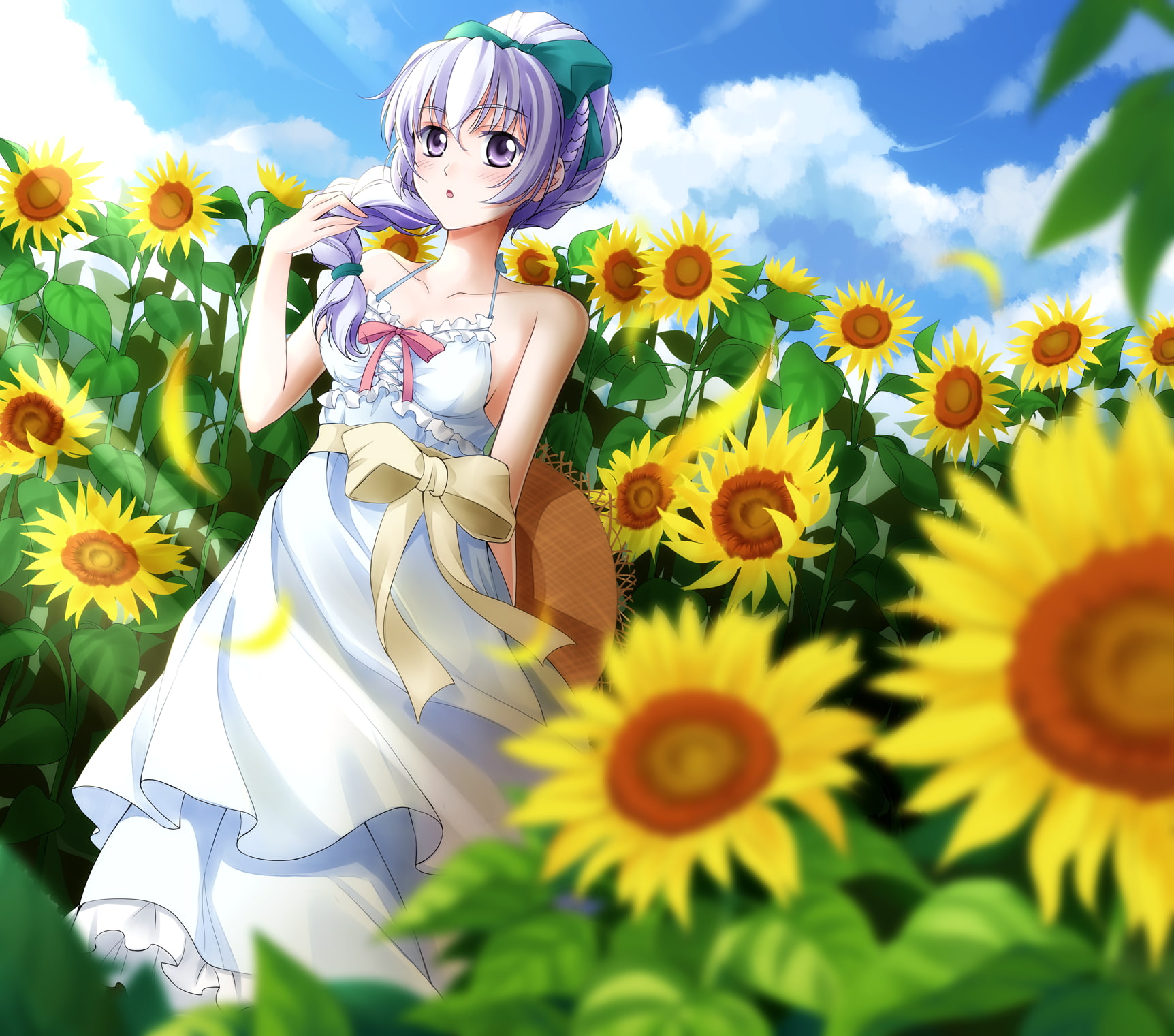 one person, adult, sky, beautiful woman, beauty in nature, Teletha Tessa Testarossa, yellow, flowering plant, young adult, freshness, front view, Full Metal Panic!, HD Wallpaper