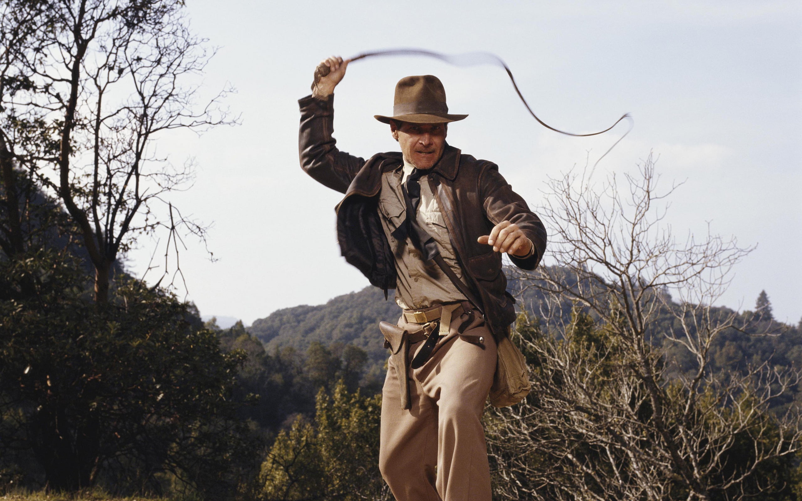whip, males, action, hat, gun, adventure, tree, sky, mid adult men, plant, hero, 2K, thriller, rifle, weapon, ford, land, uniform, clothing, nature, heroes, HD Wallpaper