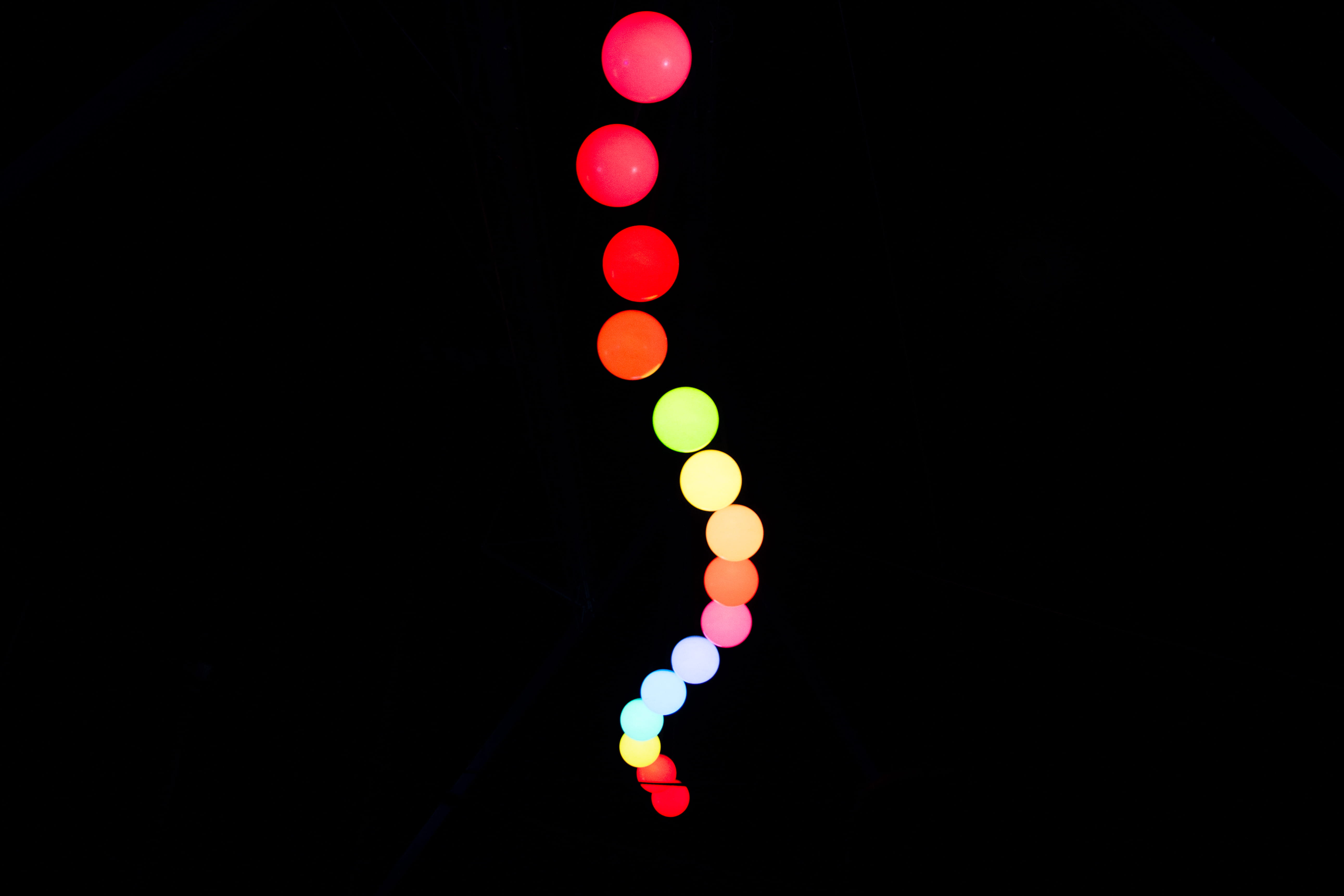 5K, color, night, choice, dark, defocused, in a row, trail, black background, festival, copy space, neon, colour, light - natural phenomenon, bokeh, illuminated, HD Wallpaper