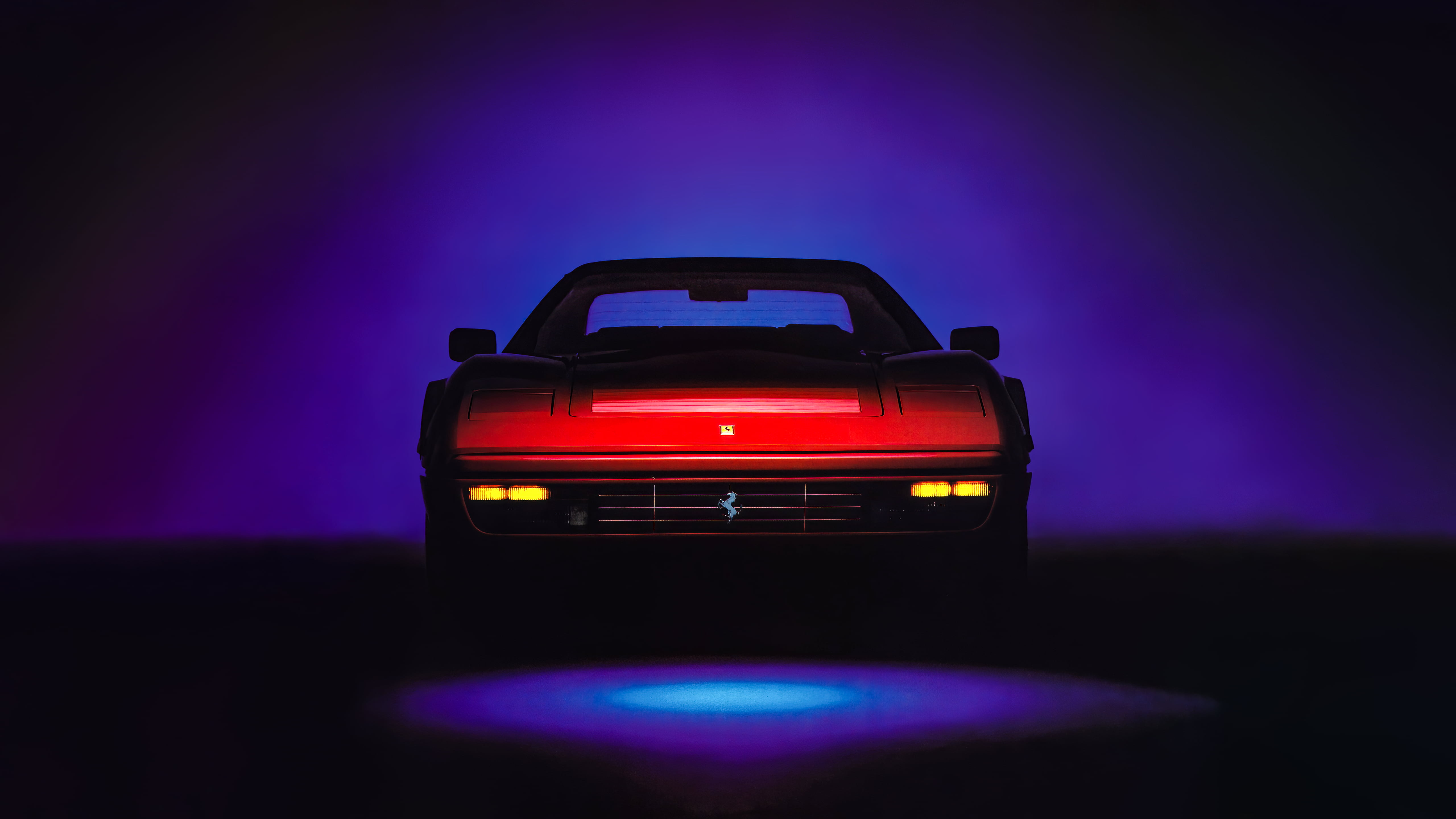 Retrowave, digital, car, cyberpunk, 80s, 5K, artwork, Ferrari, Italian Supercars, HD Wallpaper