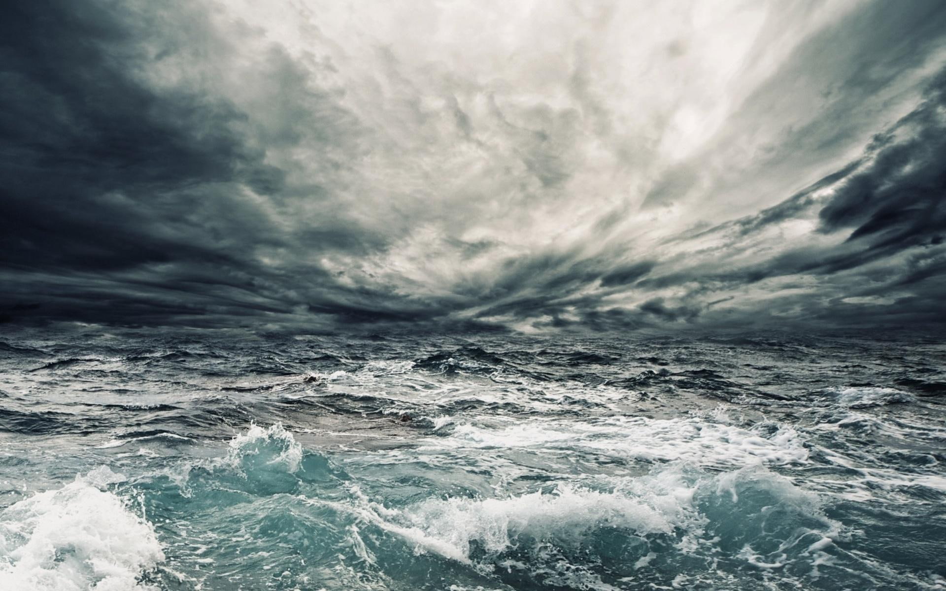 storm, water, 1080P, sea, nature and landscapes, stormy, dark, HD Wallpaper