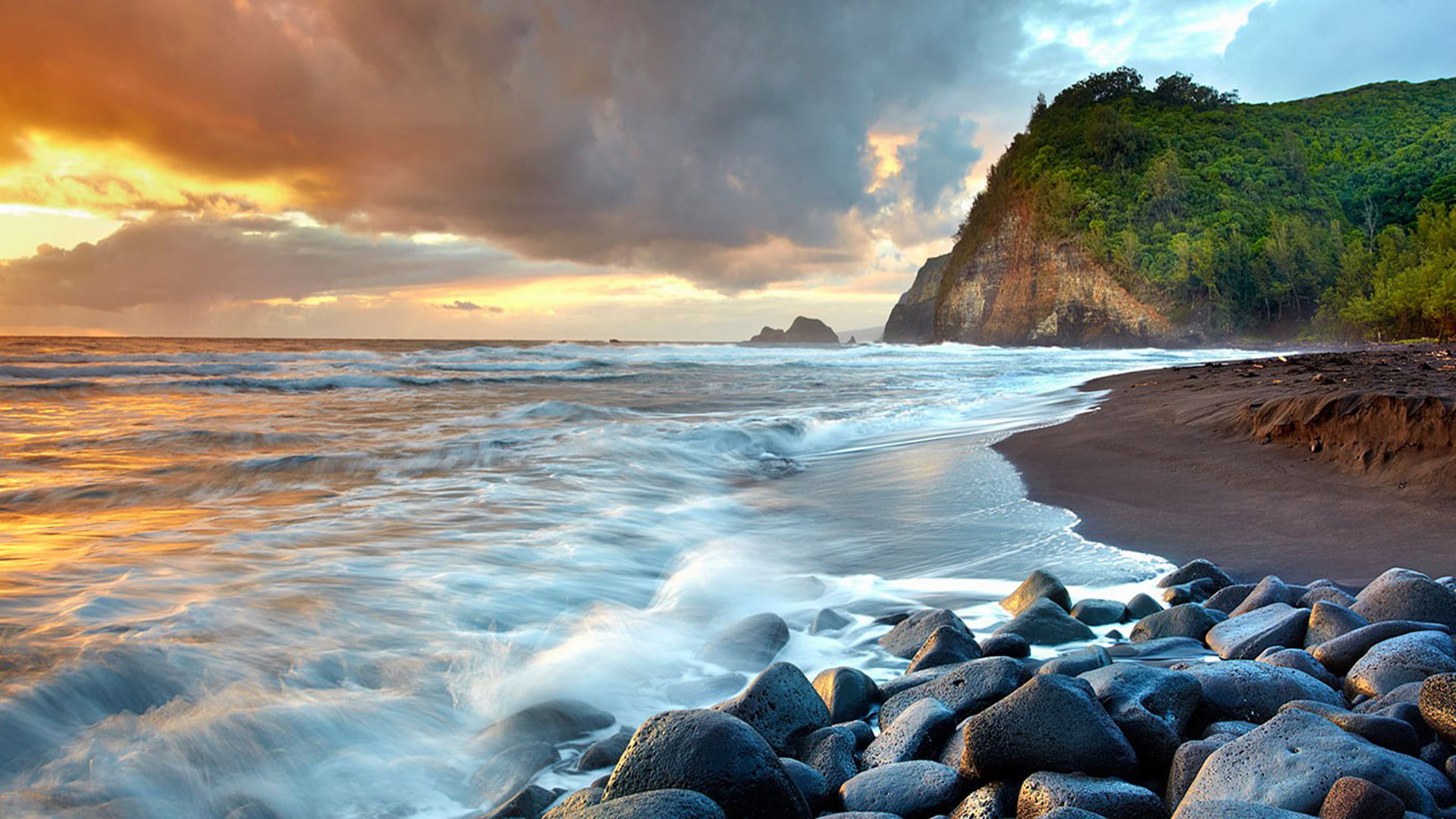 1080P, hd, big, exotic, hawaii, ocean, coast, waves, computer, island, HD Wallpaper