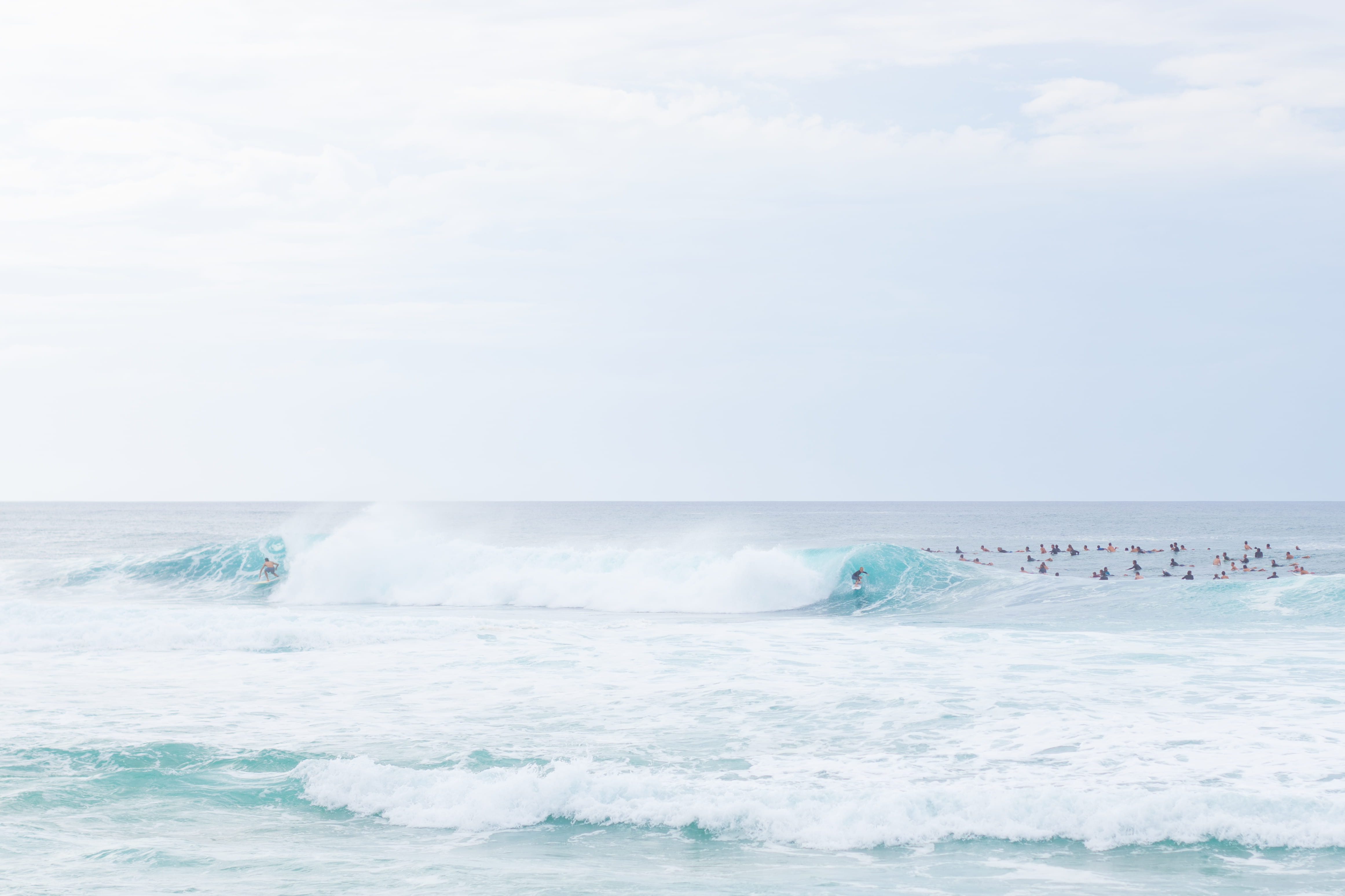surfing, beauty in nature, cloud - sky, horizon over water, sport, outdoors, hawaii, oahu, aquatic sport, 4K, adventure, pipeline, nature, day, soft, motion, HD Wallpaper