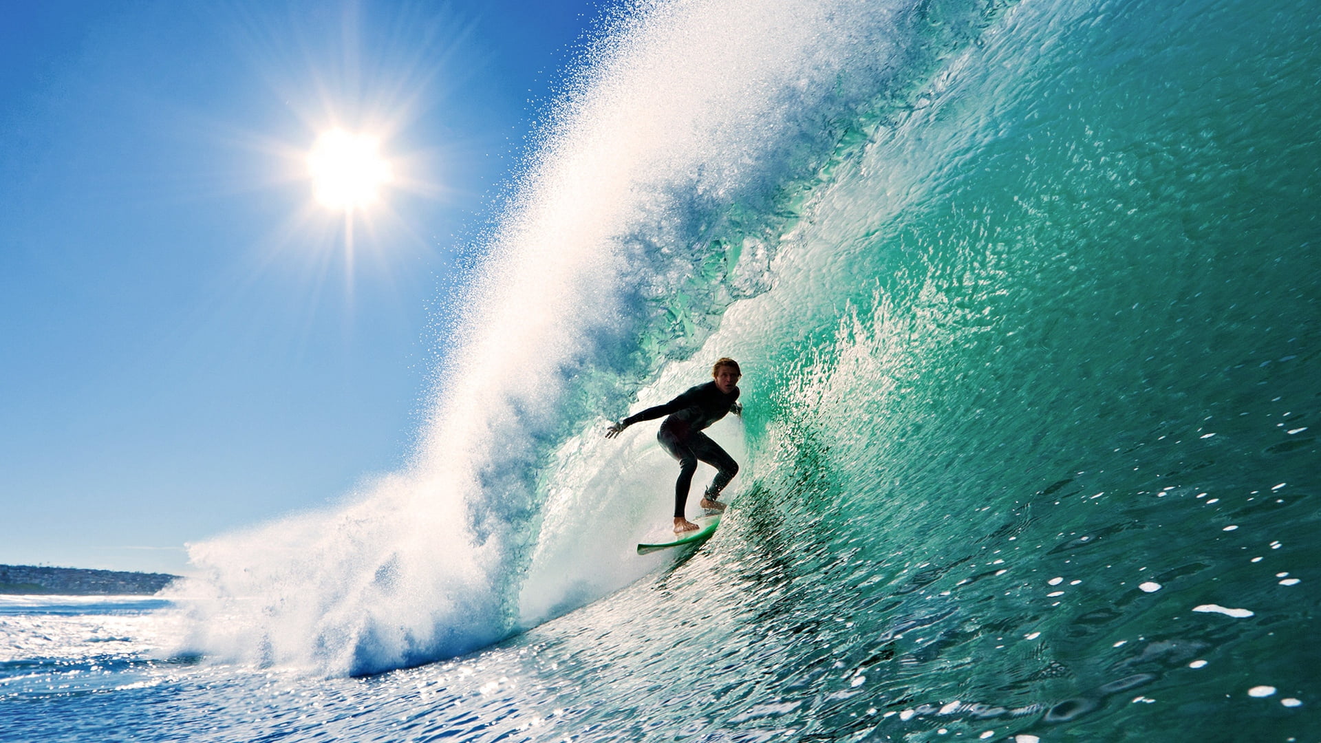 sun, adult, adventure, exercising, vacations, motion, spray, extreme Sports, blue, athlete, splashing, real people, people, 1080P, nature, sport, surf, HD Wallpaper