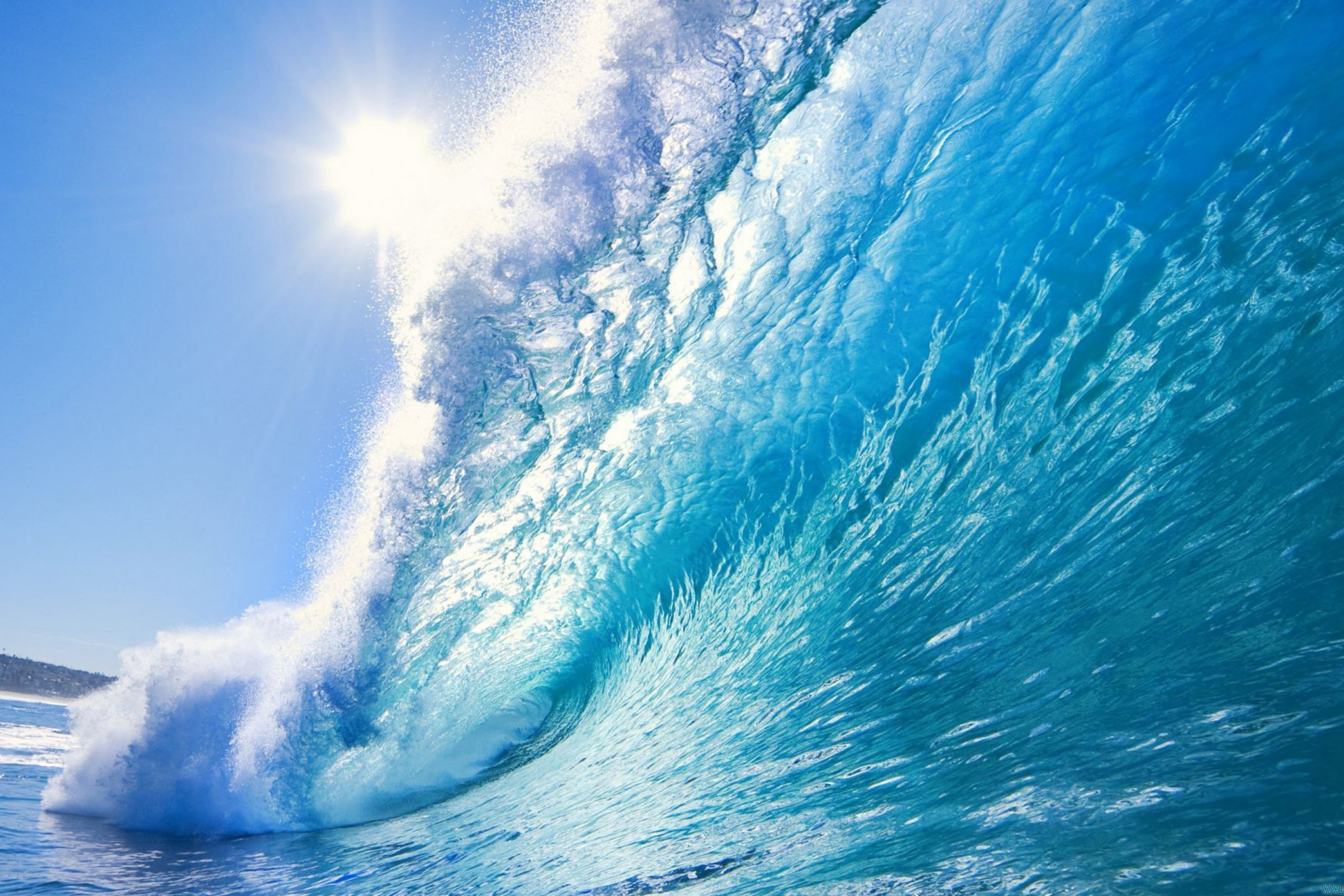 scenics - nature, speed, blue, wet, action, beach, power, hawaii Islands, wave, aggression, sunlight, scenics, 5K, day, motion, pacific Islands, weather, HD Wallpaper