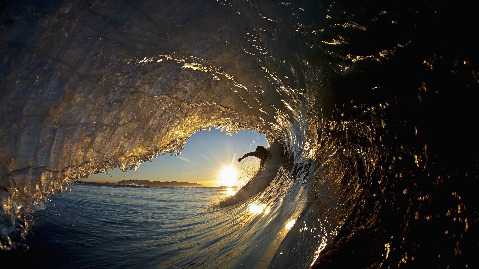 sunlight, sport , water, sky, silhouette, reflection, 1080P, sea, adult, land, surfers, ocean, tunnel, nature, beauty in nature, Sun, outdoors, wave, waves, HD Wallpaper