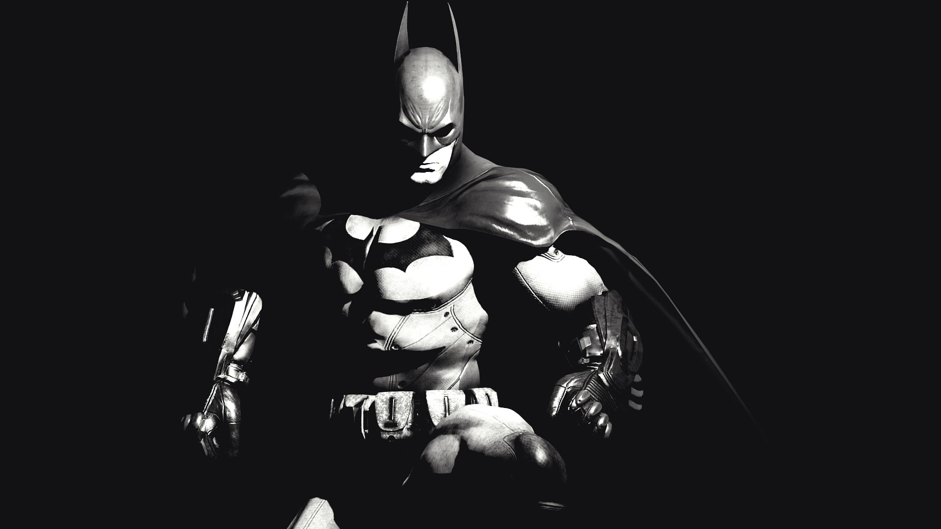 sculpture, dc, studio shot, Batman, creativity, monochrome, human skeleton, human representation, 1080P, dark, representation, craft, Batman: Arkham City, HD Wallpaper