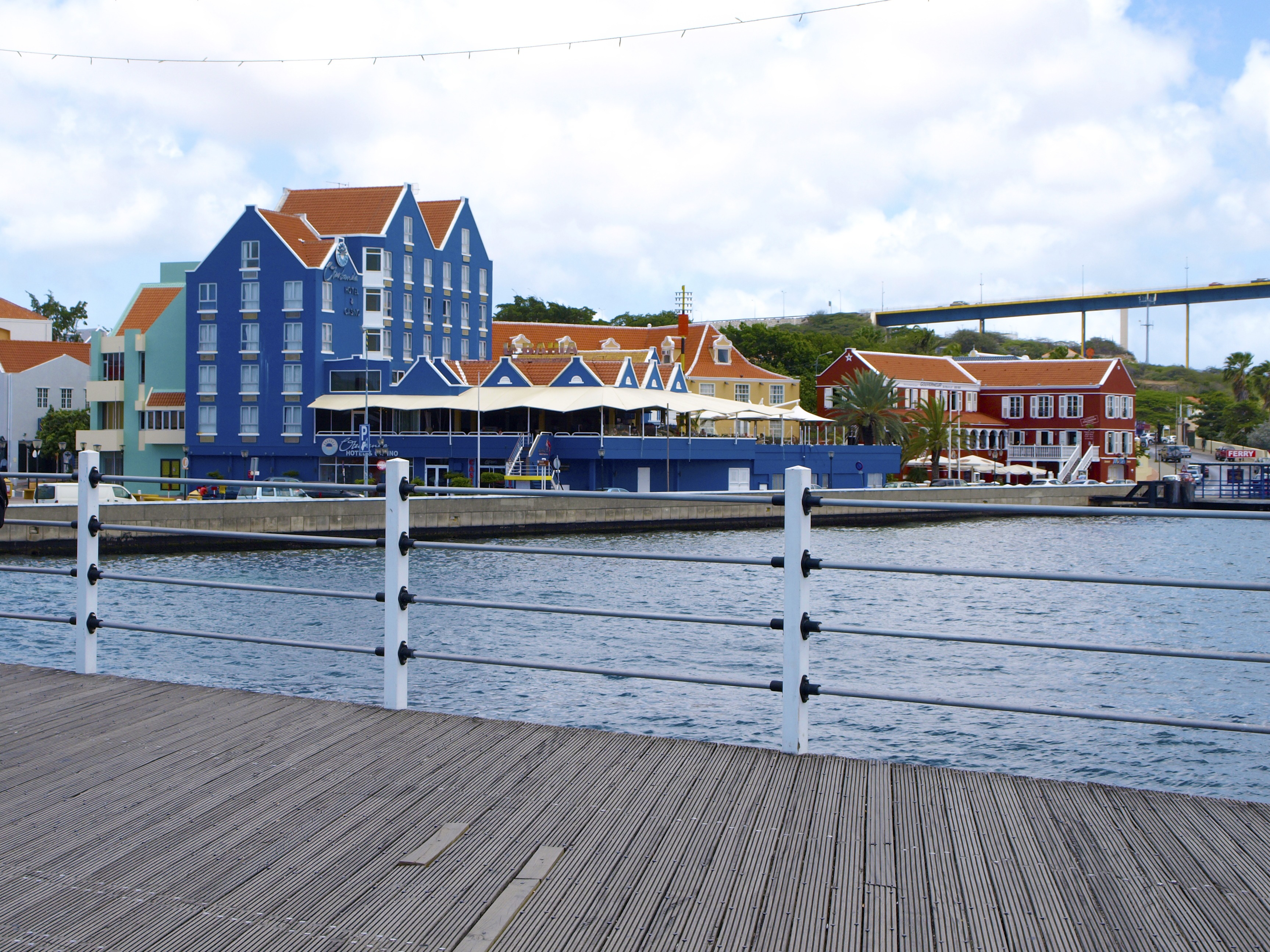building exterior, building, promenade, sky, outdoors, bridge, koningin emma brug, river, water, cloud - sky, wood - material, no people, railing, pontoon bridge, HD Wallpaper