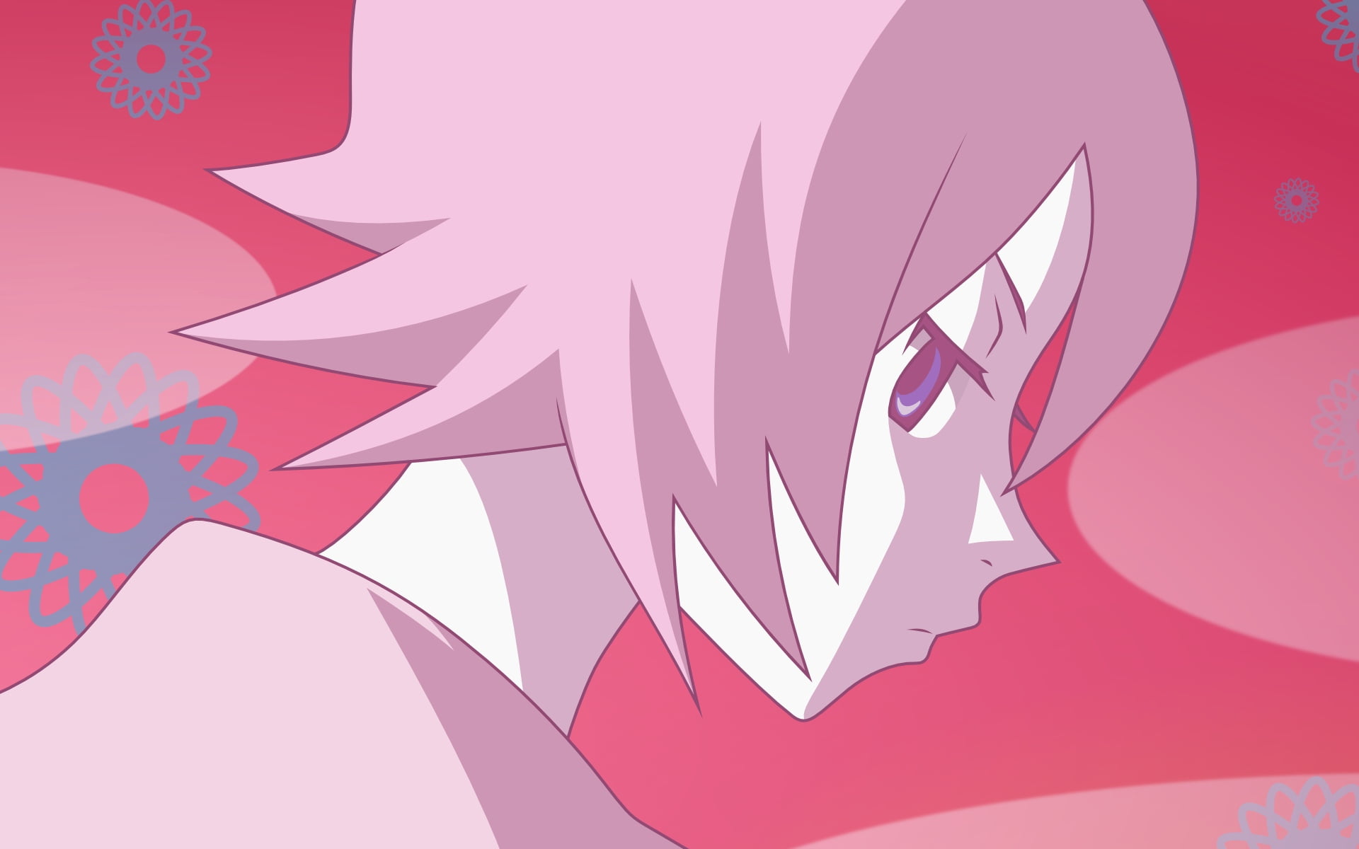 craft, no people, hito nami, colored background, background, girl, haired, purple, female, wallpaer, character, color gradient, pink, creativity, pink color, HD Wallpaper
