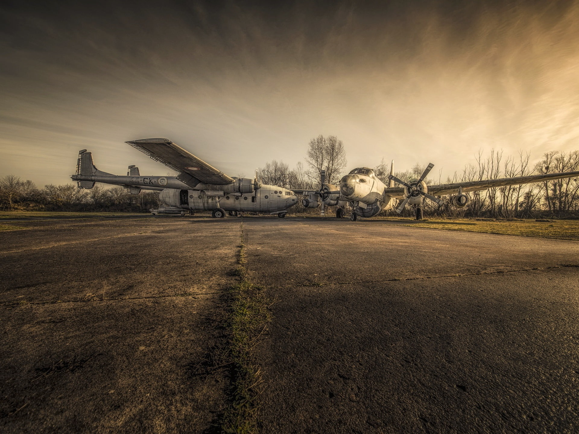 Retro, white, airplanes, Aircraft, Style, two, 1080P, HD Wallpaper