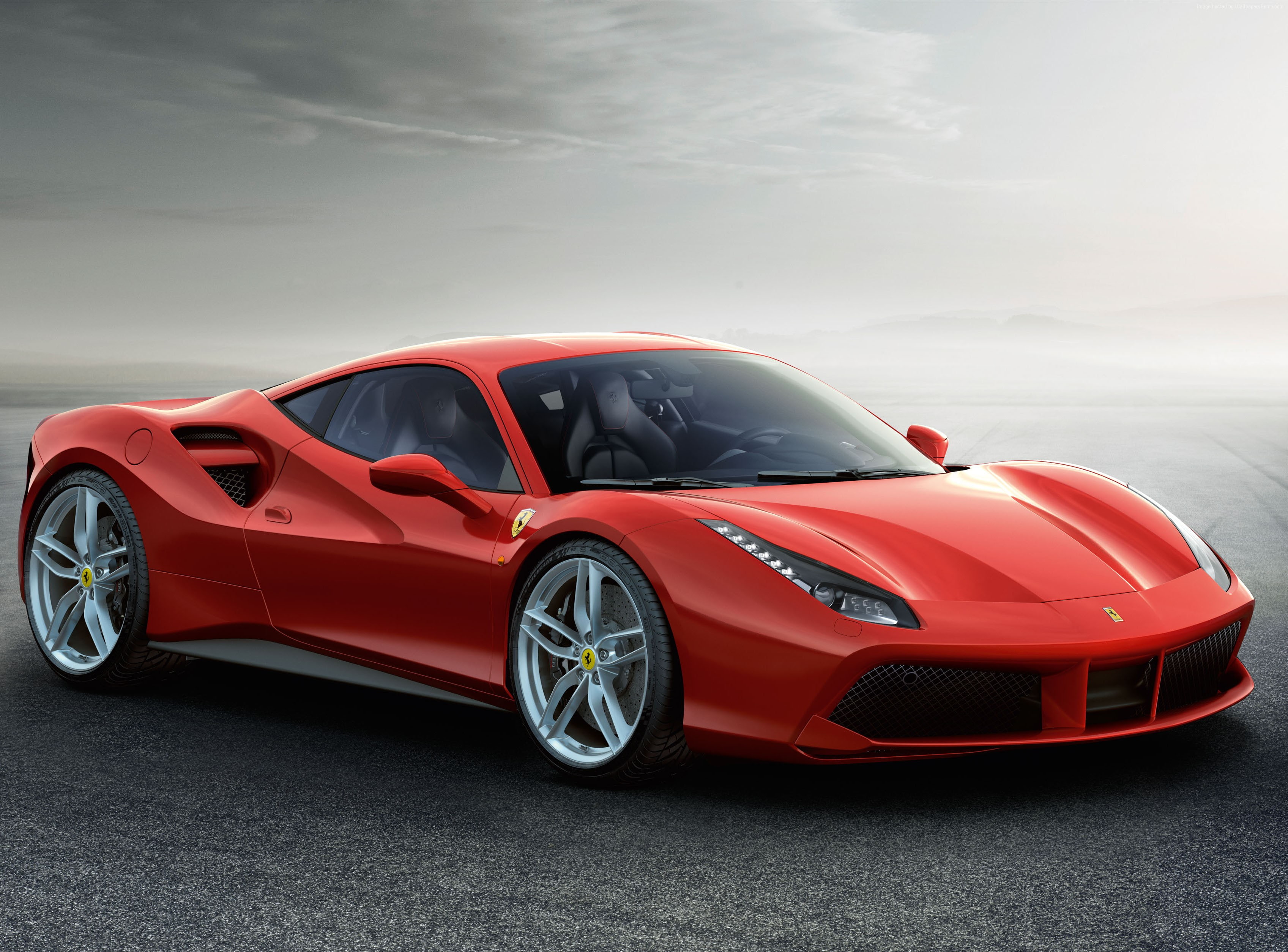2K, coupe, Ferrari 488 GTB, supercar, red., HD Wallpaper