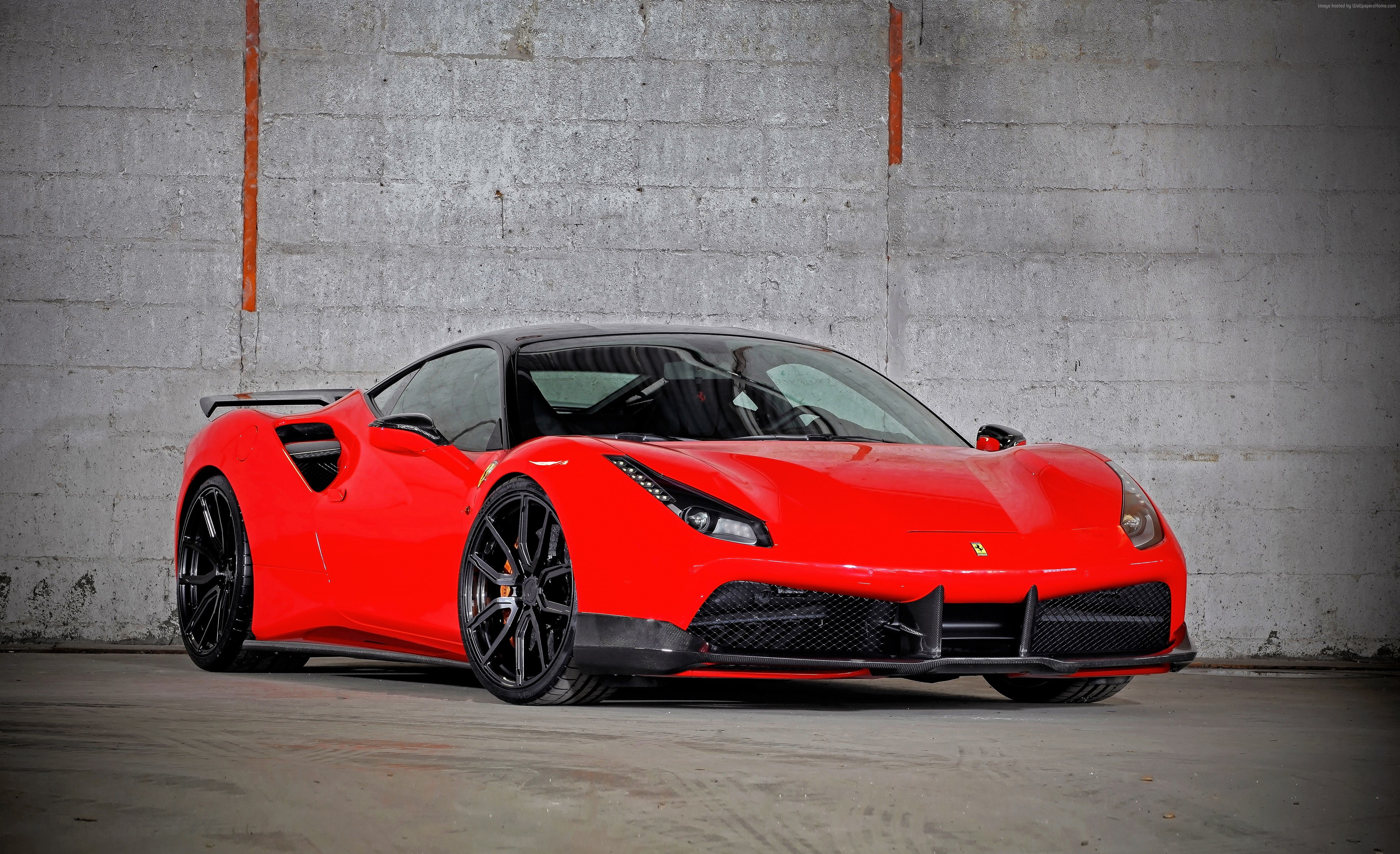 red, Ferrari 488 GTB, sport cars, 4K, VOS Performance, race cars, HD Wallpaper