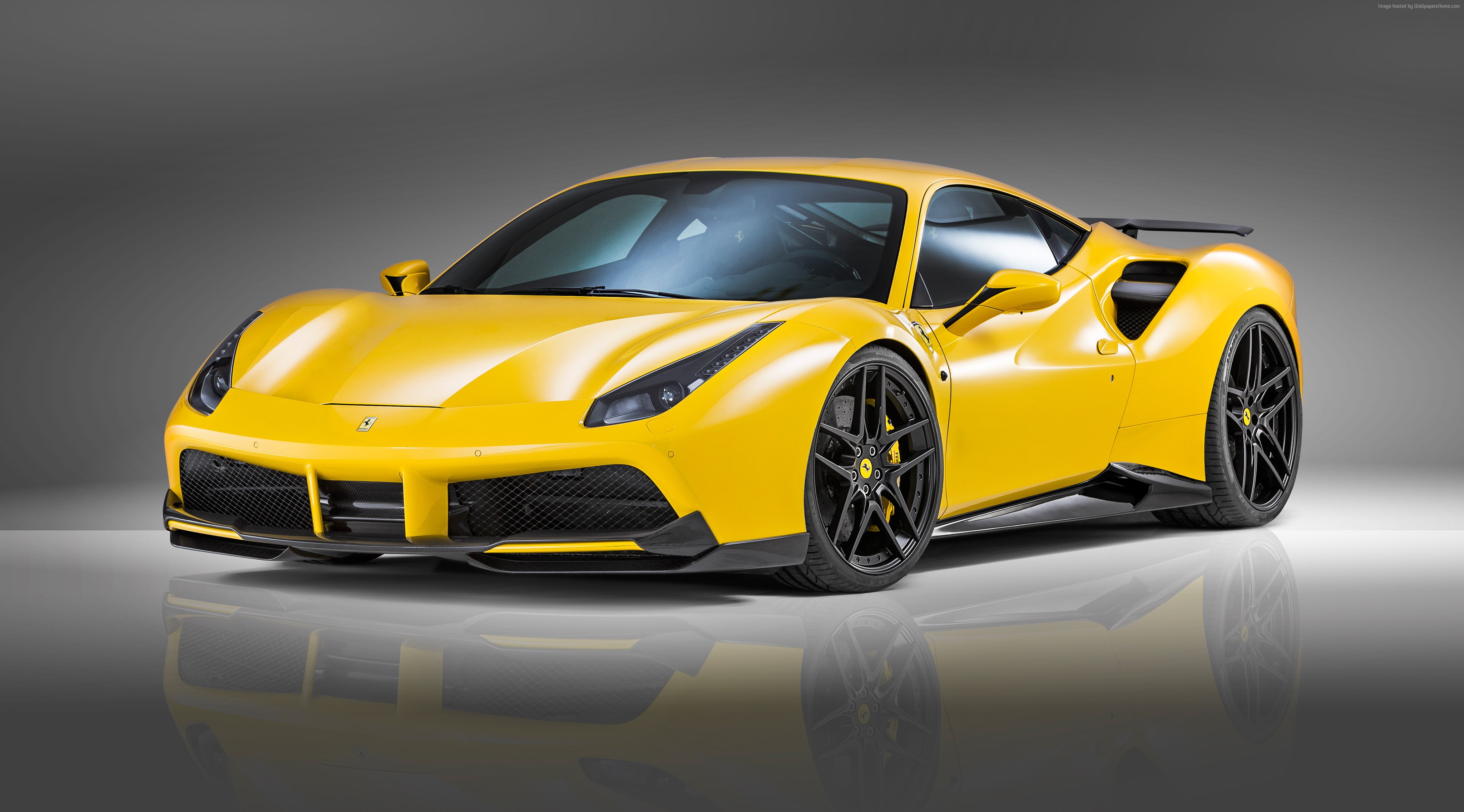 NOVITEC ROSSO Ferrari 488 gtb, yellow, 4K, speed, supercar, HD Wallpaper