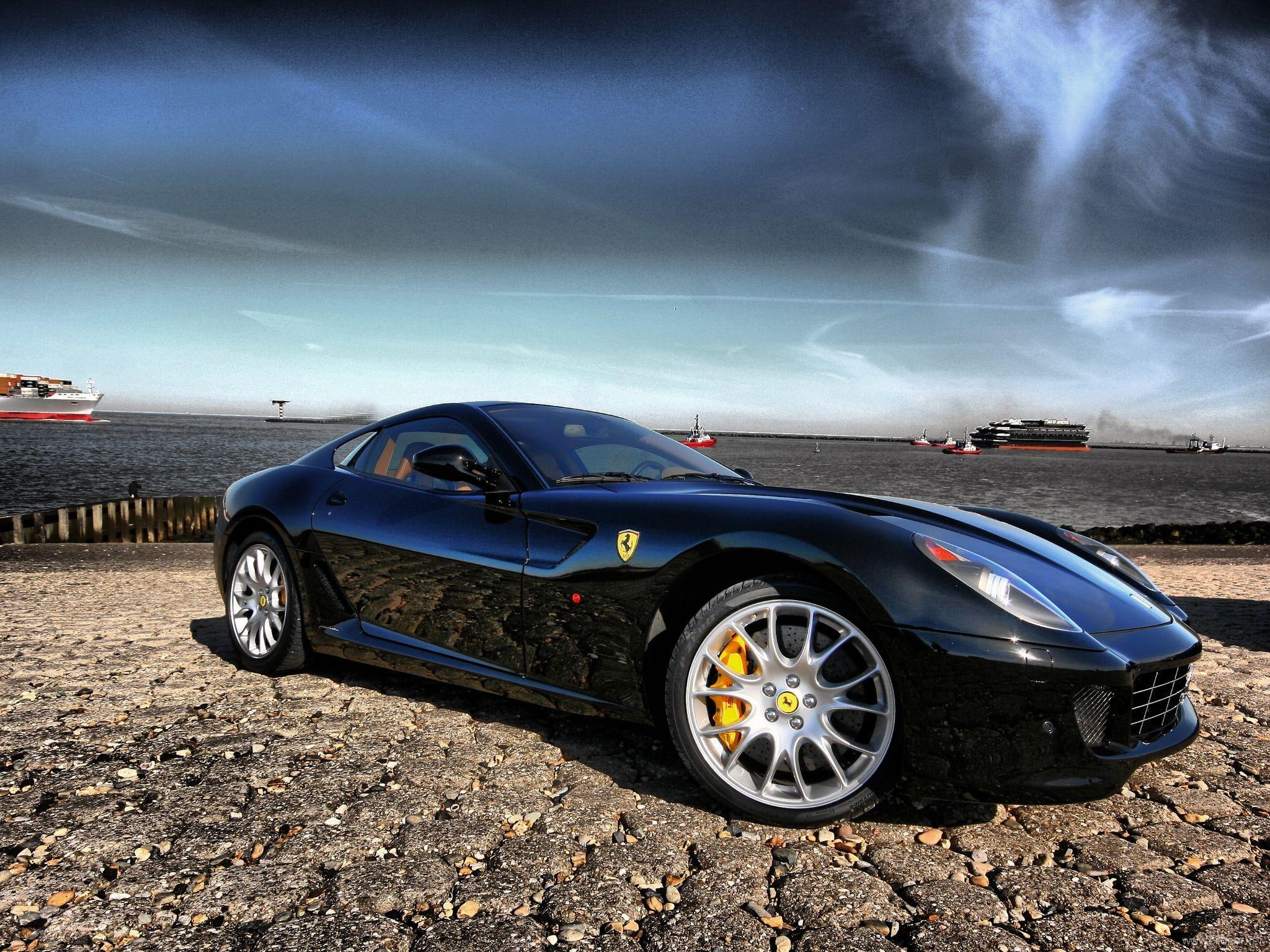 ferrari, supercar, ocean, sportscar, fiorano, super, gtb, sports, lake, cobblestone, 1080P, HD Wallpaper