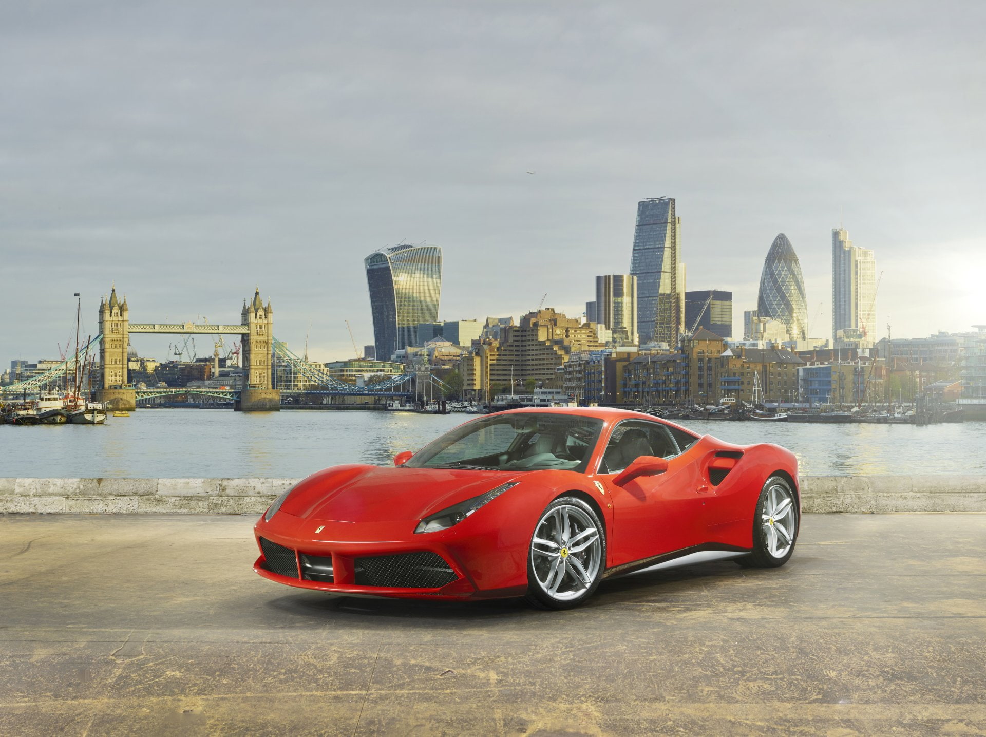 Ferrari, 1080P, Ferrari 488 GTB, London, Ferrari 488, Tower Bridge, HD Wallpaper