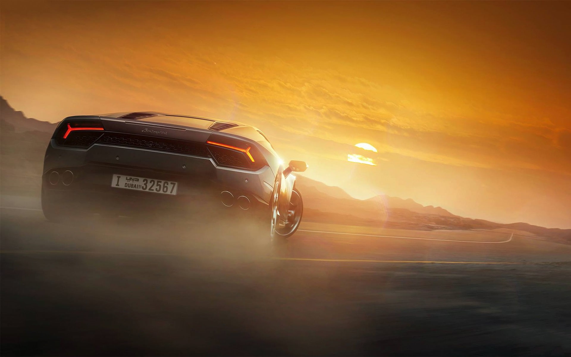 Sunset, View, 1080P, Lamborghini, Huracan, Back, Supercar, HD Wallpaper