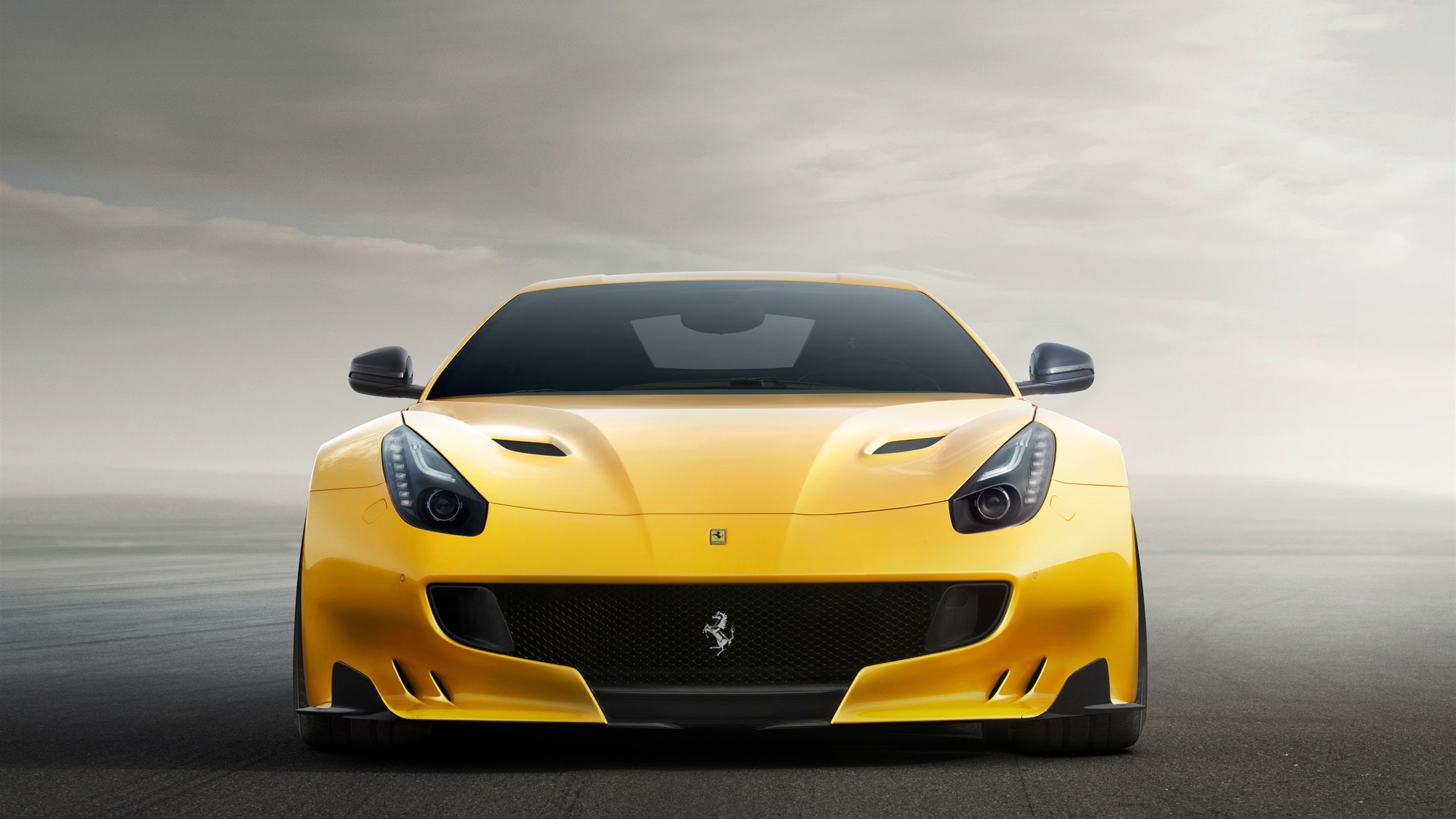 f, Front, F12, Yellow, 2K, View, Supercar, Ferrari, HD Wallpaper
