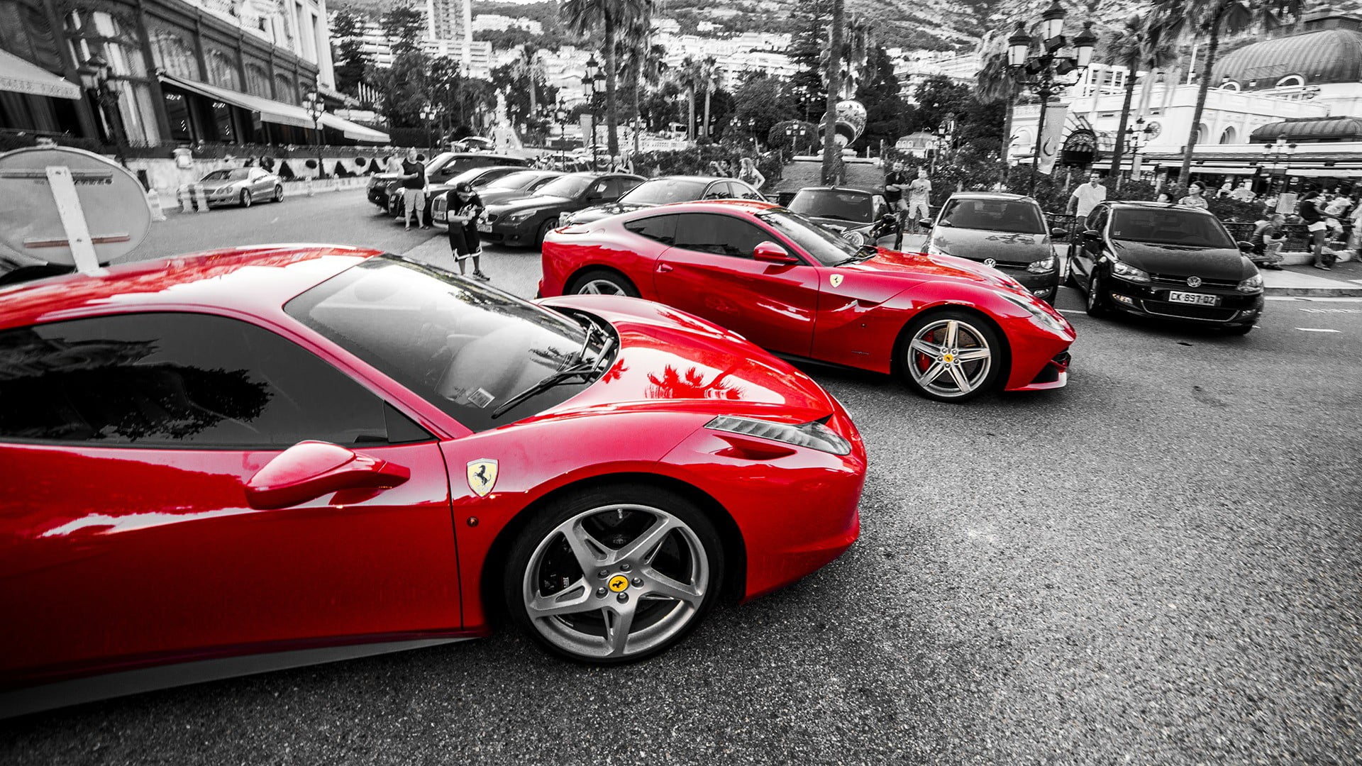 Ferrari F12, Ferrari, transportation, car, road, red cars, coupe, land vehicle, building exterior, day, Ferrari F12berlinetta, motor vehicle, city street, HD Wallpaper