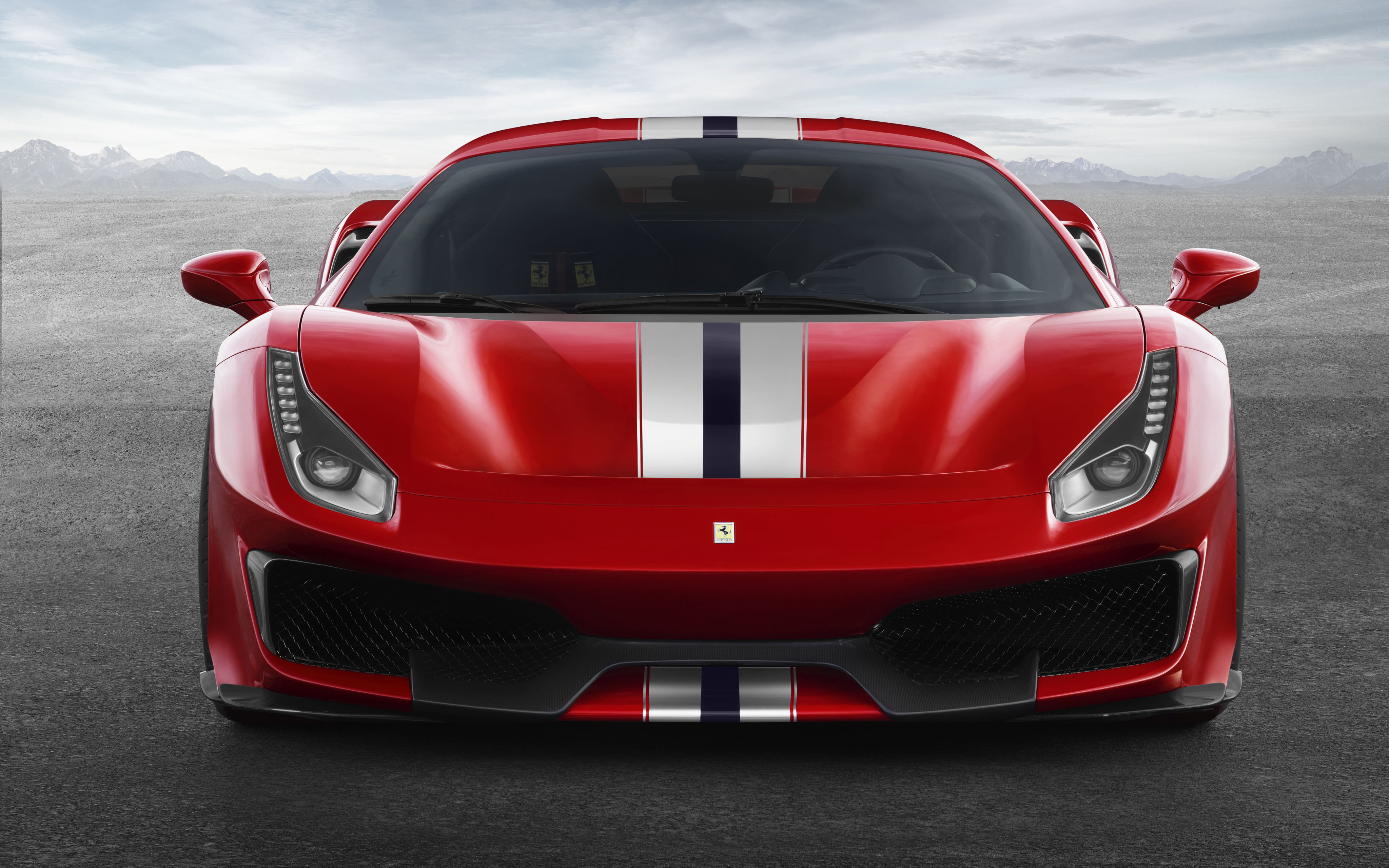 street, sky, Ferrari, helmet, land vehicle, strength, outdoors, red, nature, 4K, no people, mountain, transportation, motor vehicle, close-up, security, HD Wallpaper