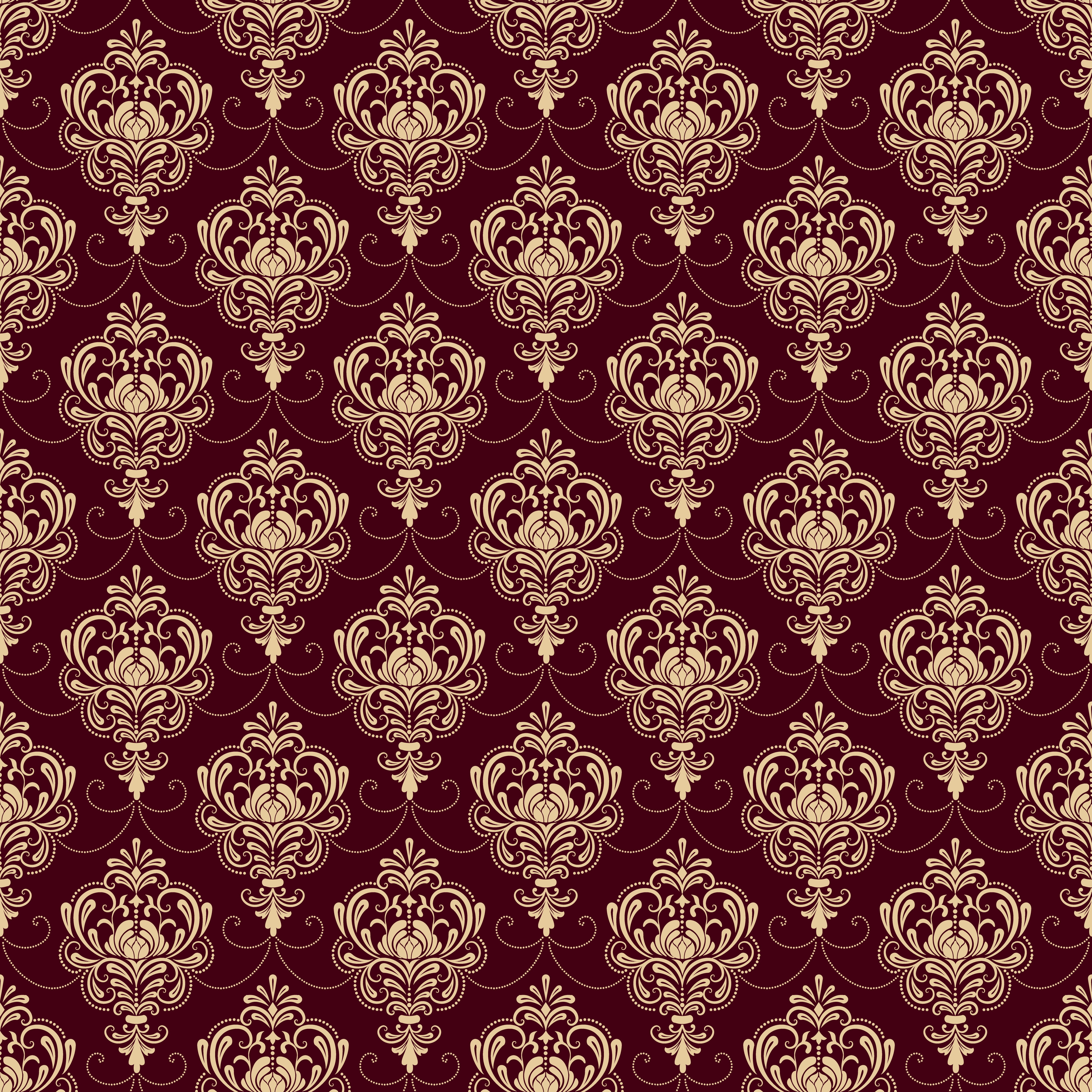 ornament, background, 4K, style, victorian, Burgundy, seamless, vintage, Phone HD Wallpaper