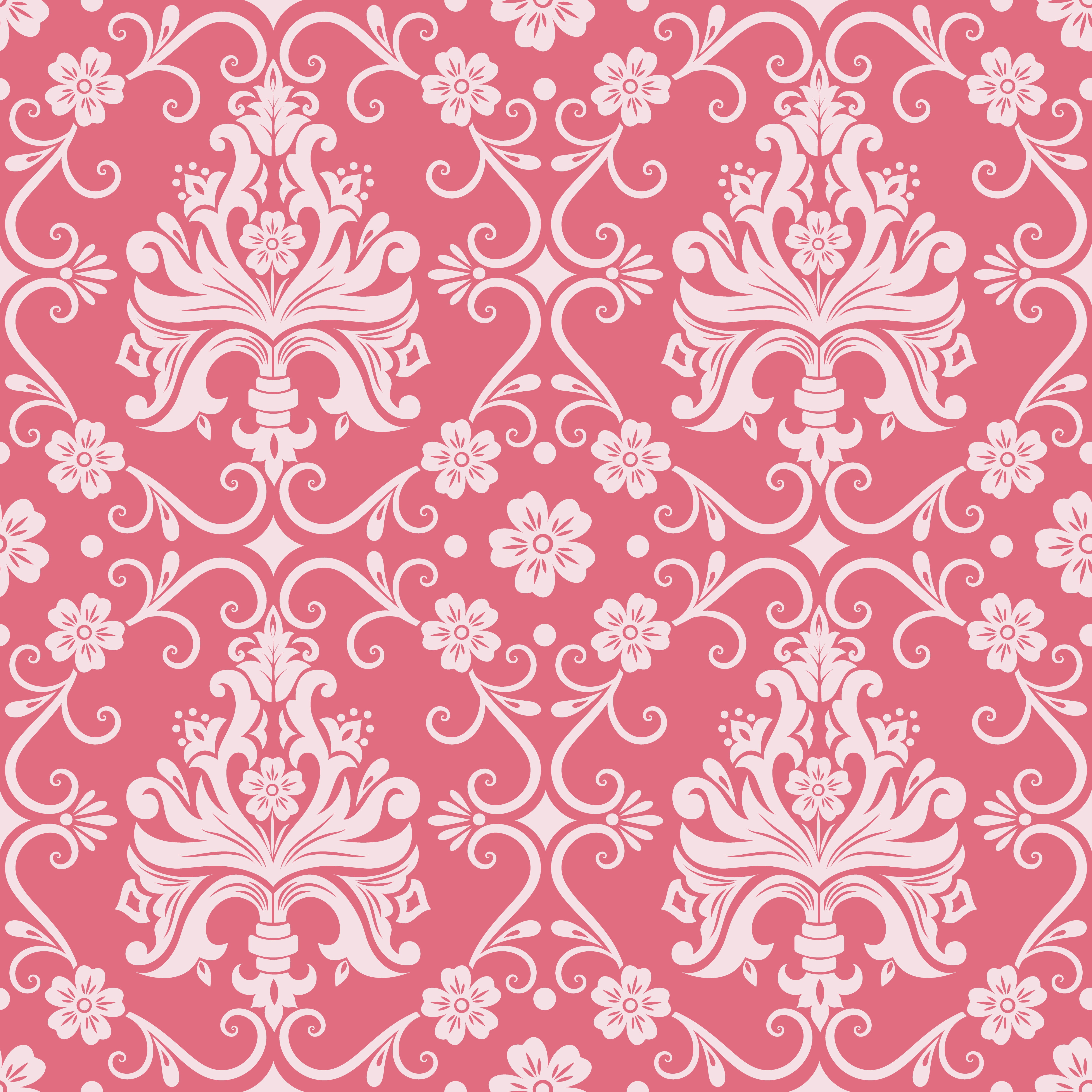 ornament, background, vintage, style, seamless, pink, pattern, flowers, 4K, victorian, Phone HD Wallpaper