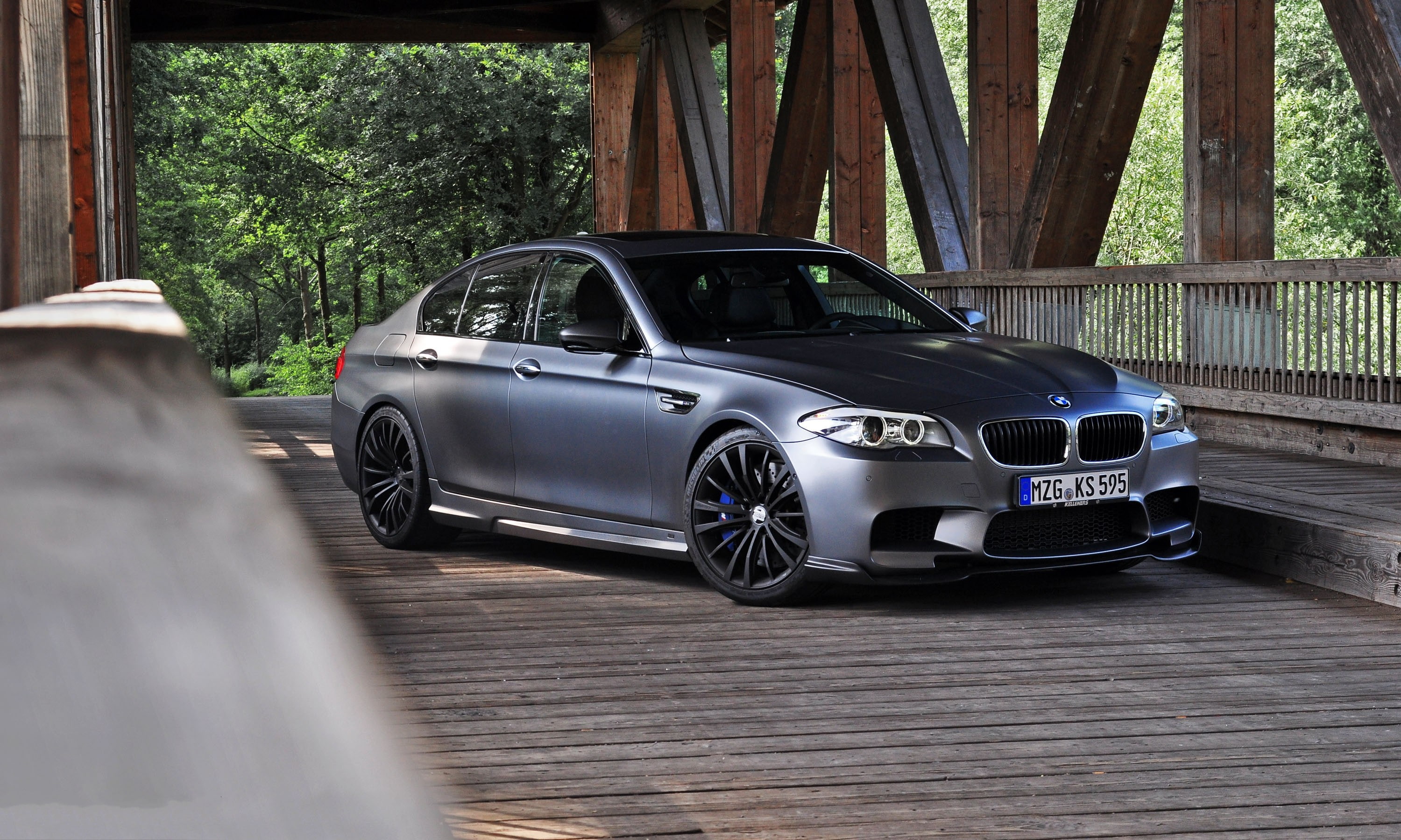 bridge, bmw, 2K, f10, m5, m, matte grey, HD Wallpaper