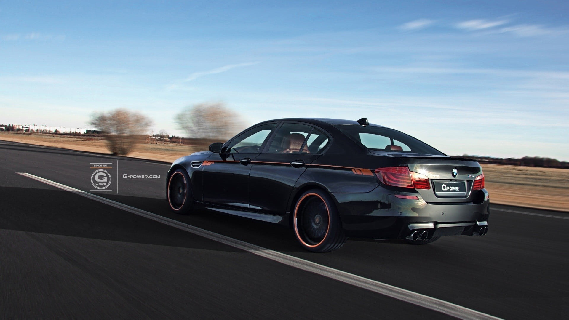 motor racing track, BMW M5, auto racing, vehicle, mode of transportation, outdoors, driving, motor vehicle, motorsport, sedan, day, blue, nature, speed, HD Wallpaper