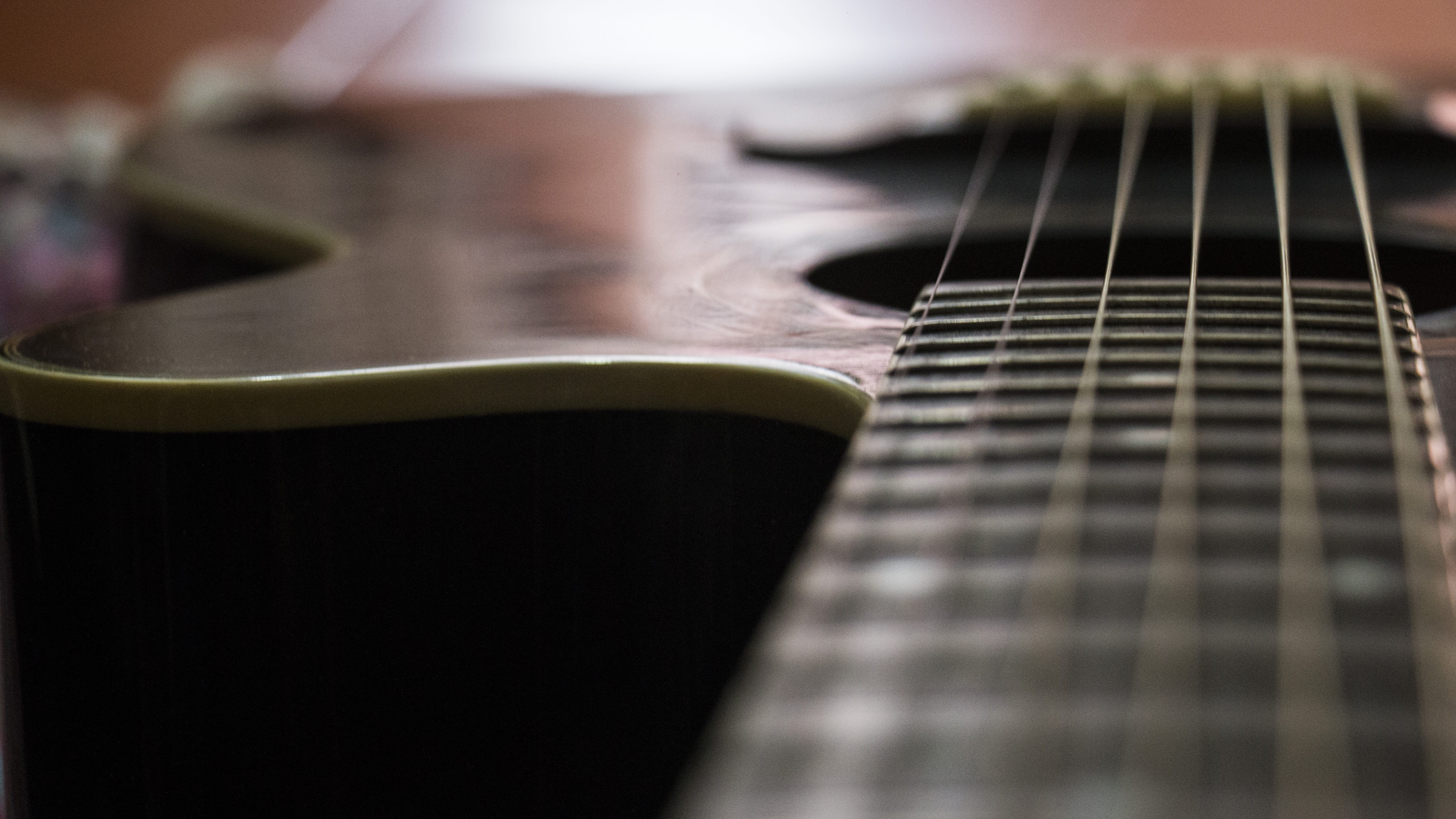 wood - Material, equipment, musical Instrument String, arts culture and entertainment, no people, acoustic, brown, Guitarist, chord, rock, 5K, focus, setting, HD Wallpaper