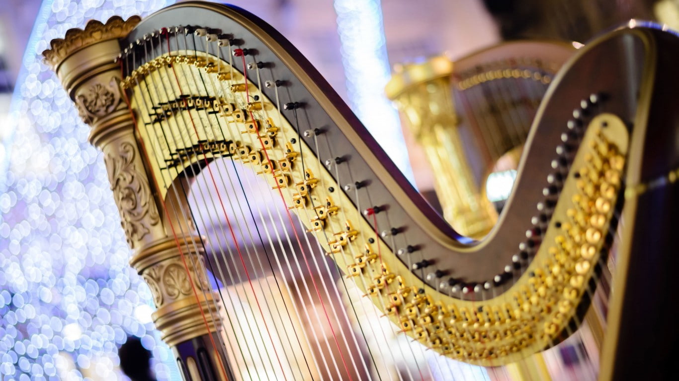 strings, melodically, harp, the oldest, which, instrument, sounded, ., happened, live, from the bow, 720P, Symphony, concert, stretched the strings, sound, HD Wallpaper