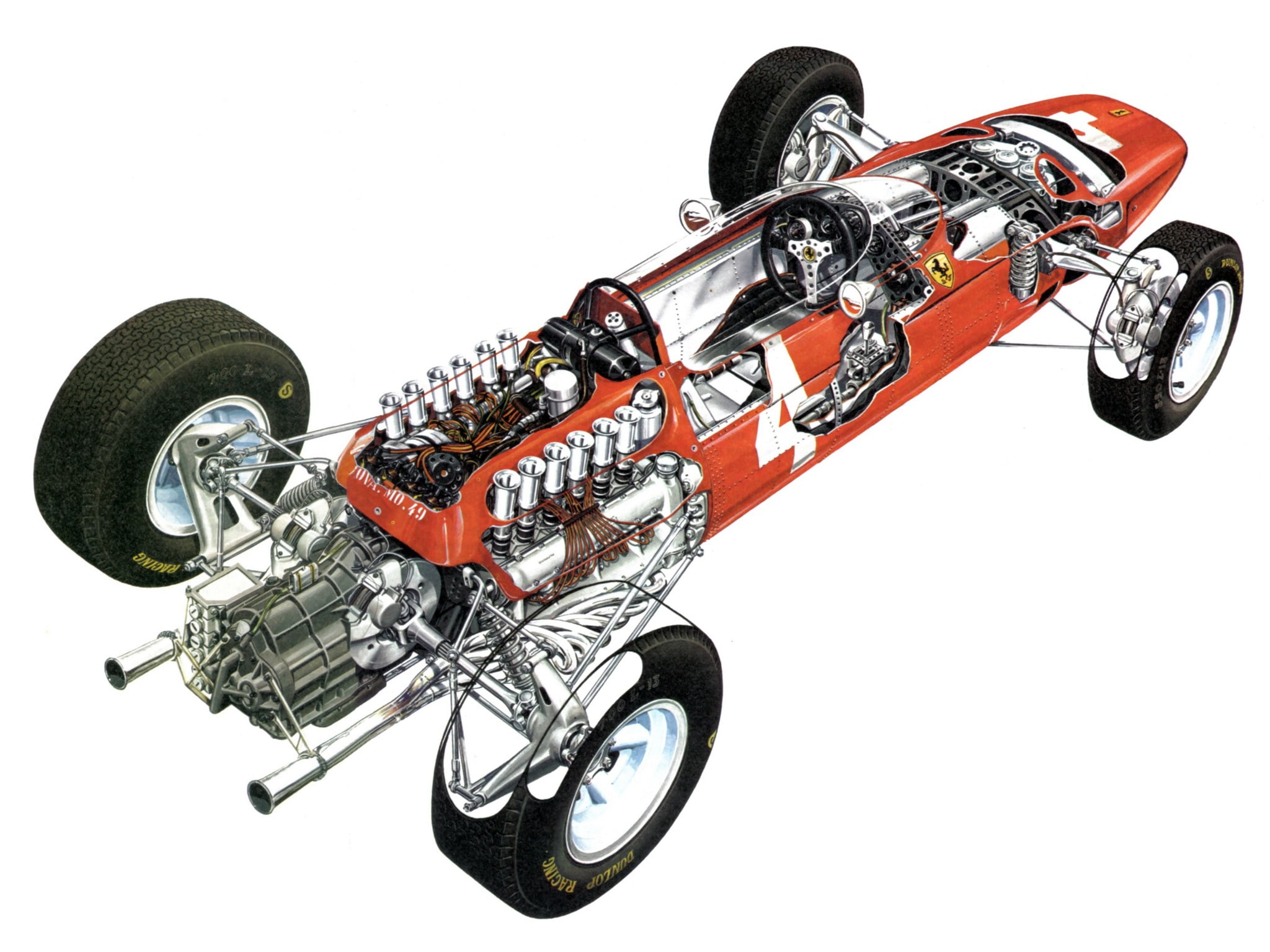 158, racing, cutaway, formula, 1080P, engine, 1964, ferrari, race, interior, HD Wallpaper