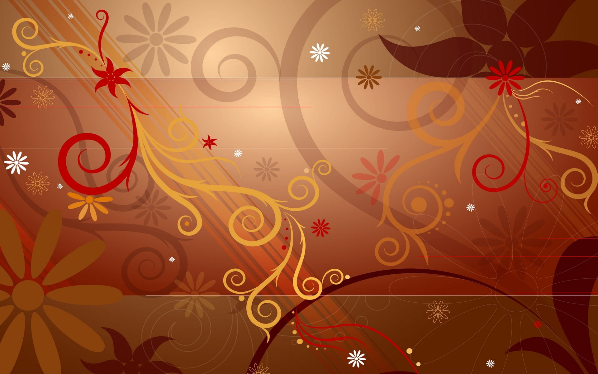 1080P, brown, curve, ceiling, flowers, vector Backgrounds, backdrop, scroll Shape, celebration, circle, vector Florals, illustration, leaf, geometric shape, HD Wallpaper