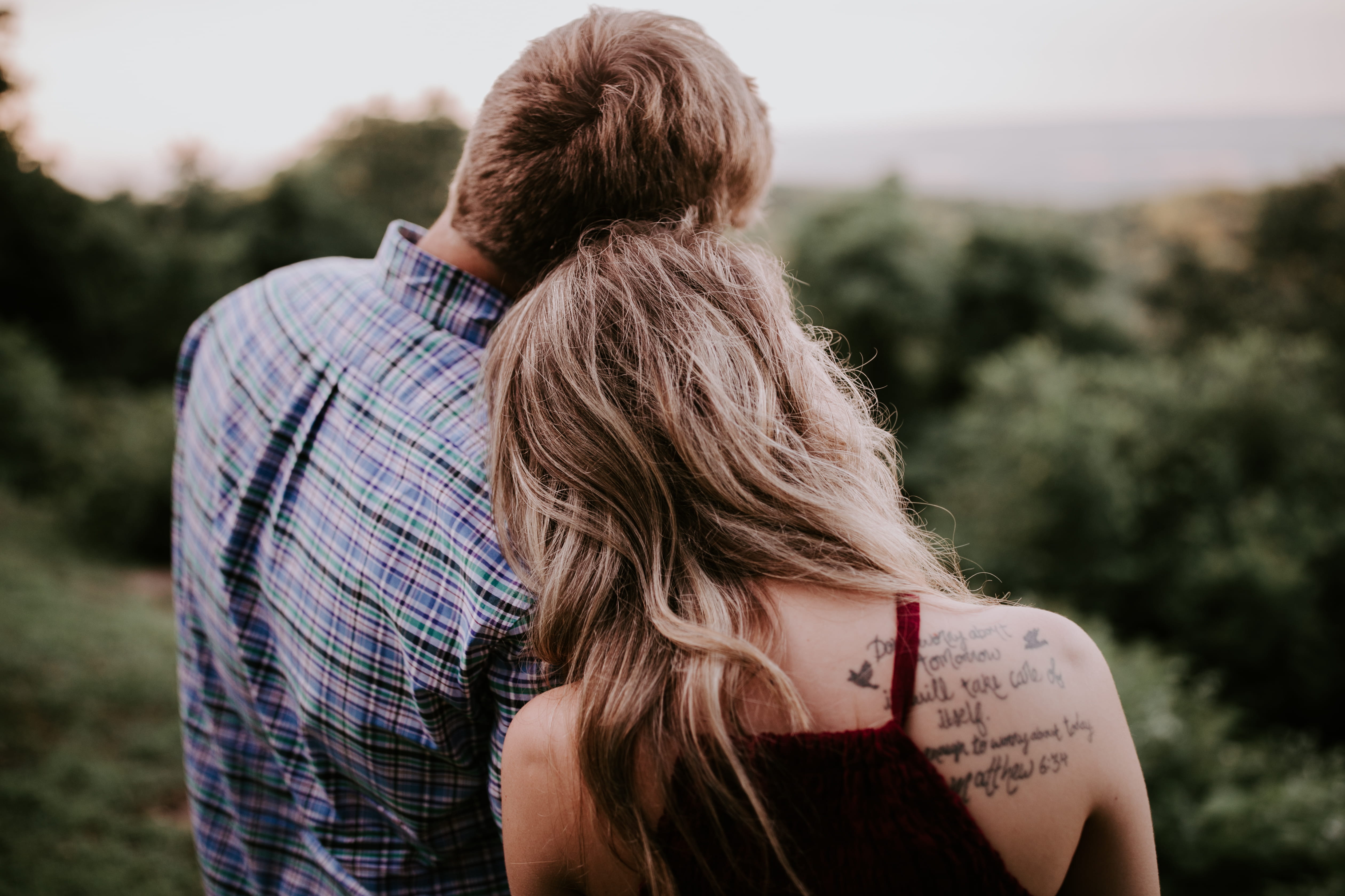 positive emotion, hair, couple - relationship, men, tattoo, love, young women, hug, outdoor, emotion, leaning, together, togetherness, romantic, close, HD Wallpaper