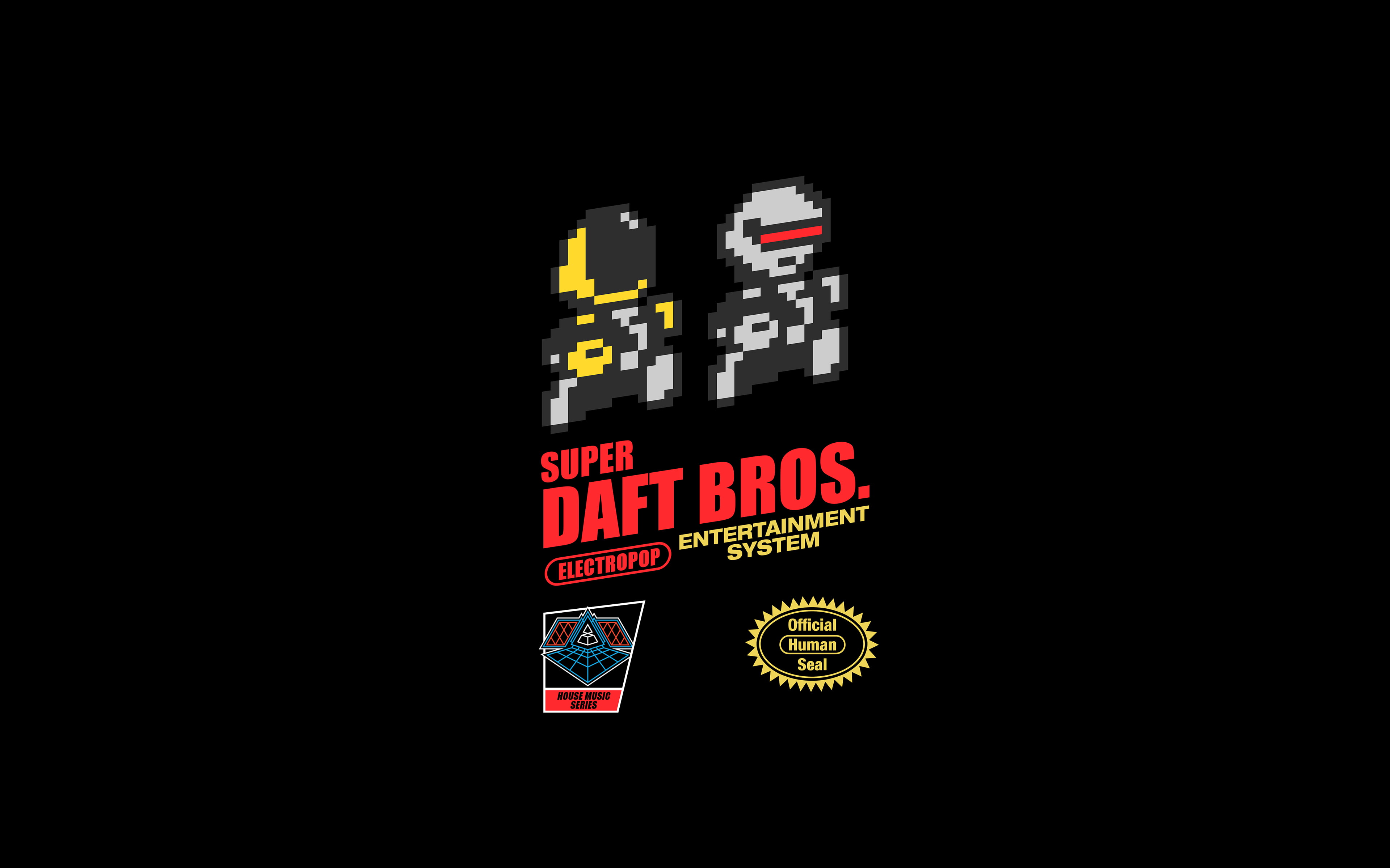 8-bit, minimalism, music, pixel art, 4K, Daft Punk, HD Wallpaper