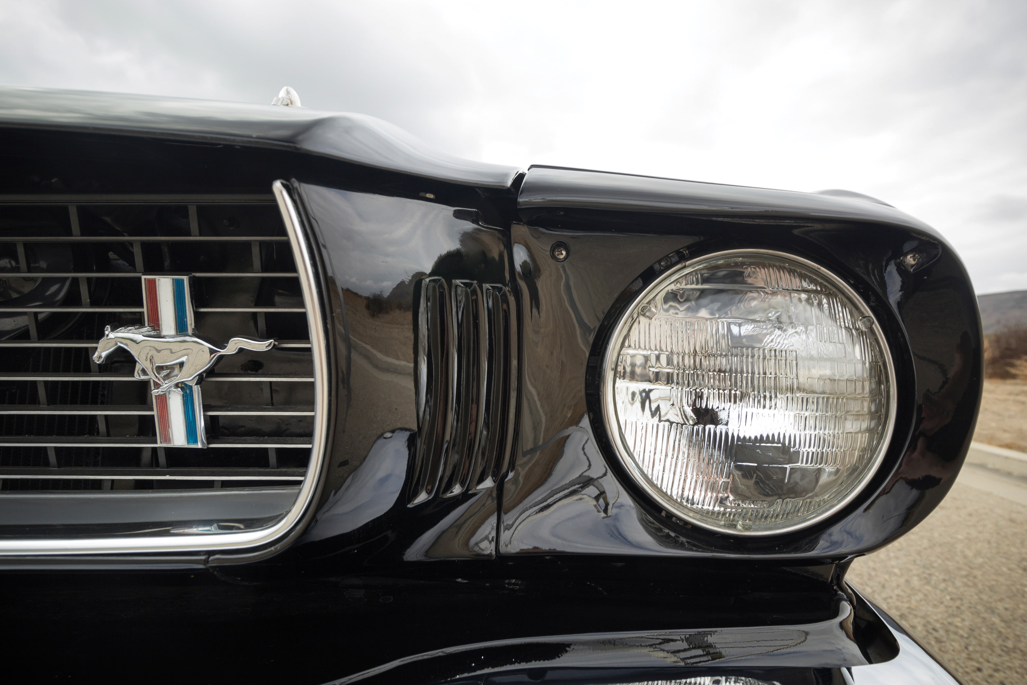 retro styled, muscle, travel, transportation, metal, reflection, luxury, land vehicle, cloud - sky, motor vehicle, ford, car, mustang, 1966, headlight, HD Wallpaper