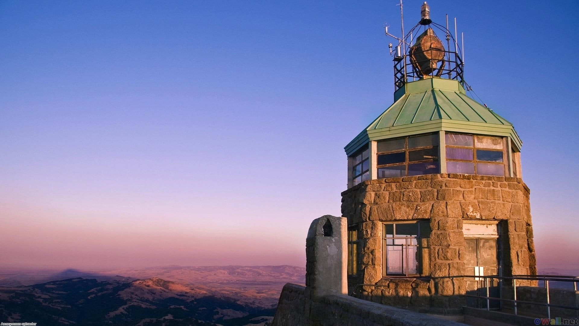tower, beacon, 1080P, observatory, mount, diablo, panorama, mountain, nature and landscapes, HD Wallpaper