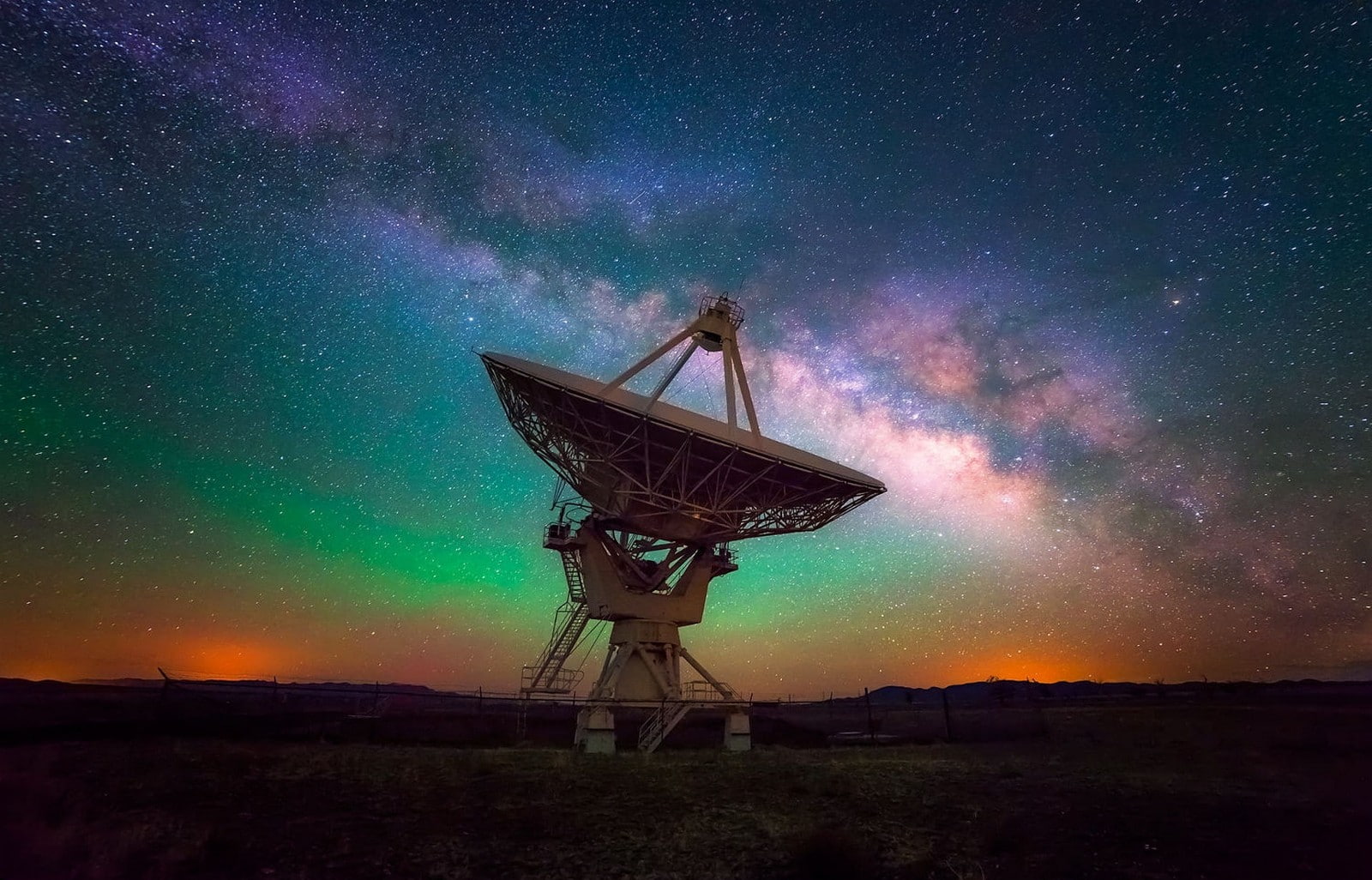 landscape, Milky Way, New Mexico, lights, long exposure, observatory, starry night, nature, galaxy, 720P, HD Wallpaper