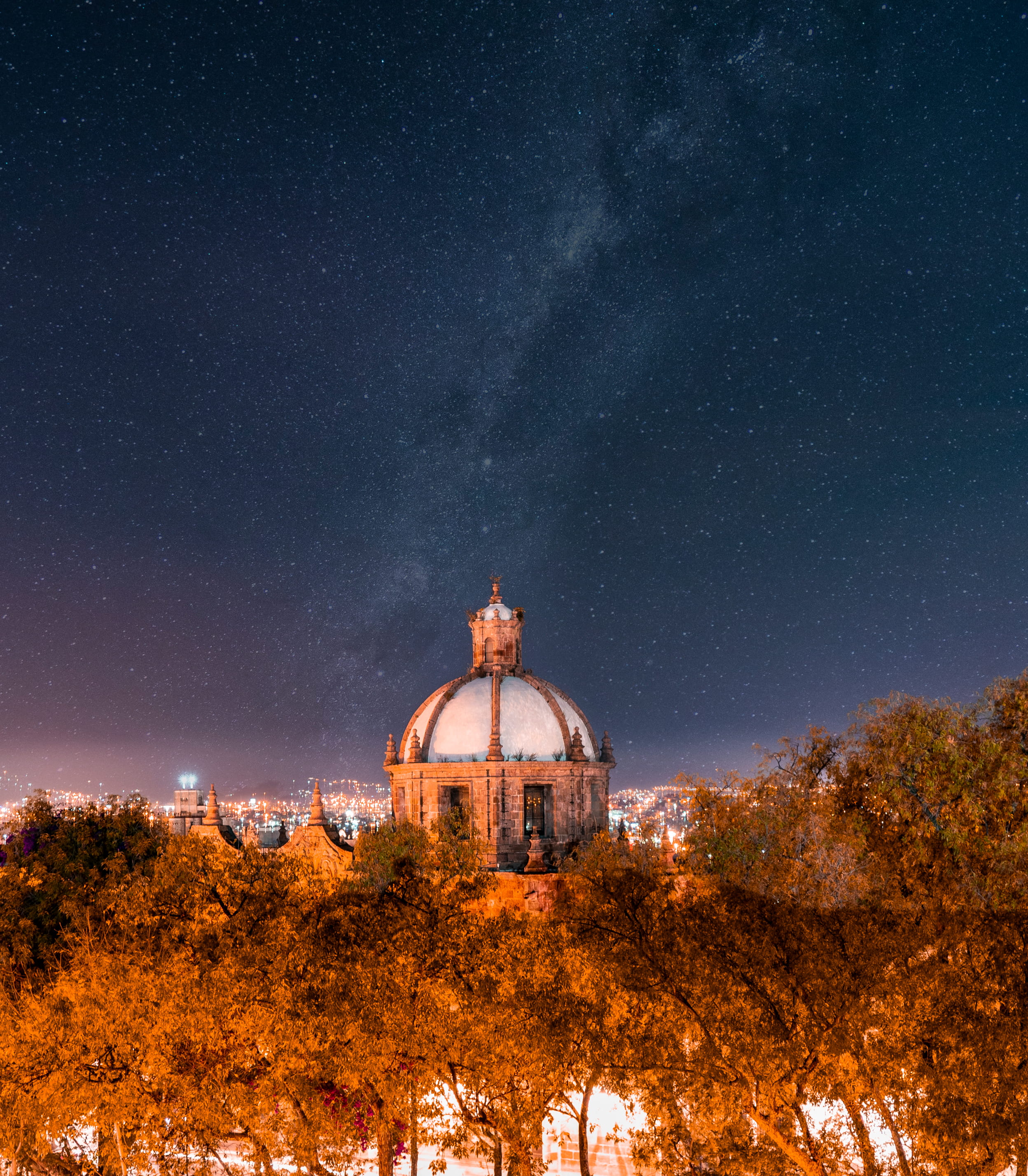 plant, outdoors, night, star, science, tree, nature, astronomy, one person, shelter, galaxy, landscape, architecture, cstle, space, scenery, building exterior, Phone HD Wallpaper